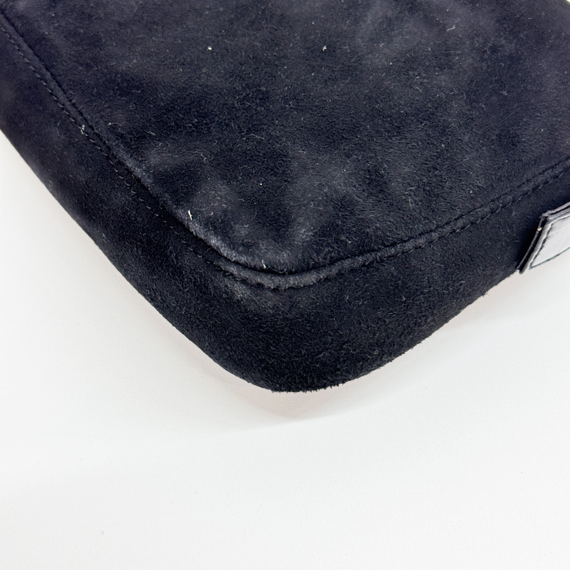 Baguette Black Suede Shoulder Bag