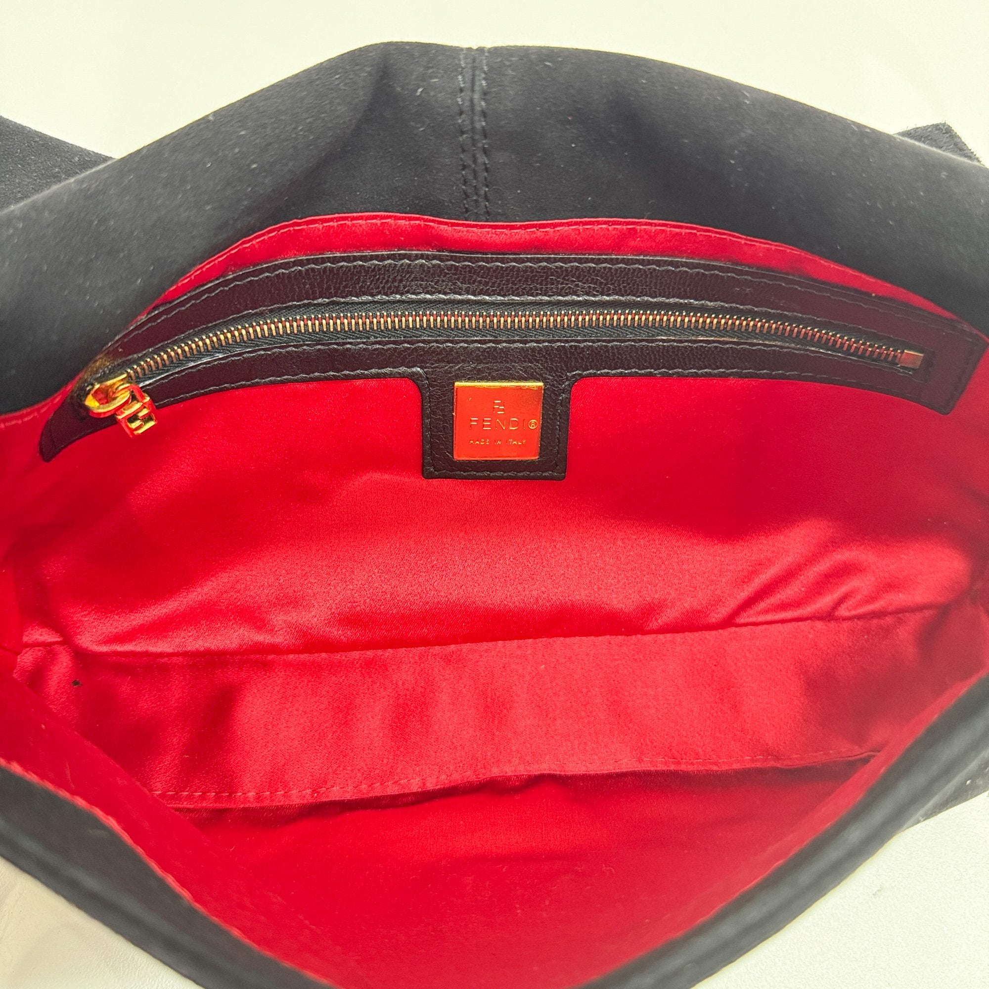 Baguette Black Suede Shoulder Bag