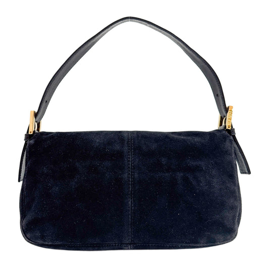 Baguette Black Suede Shoulder Bag