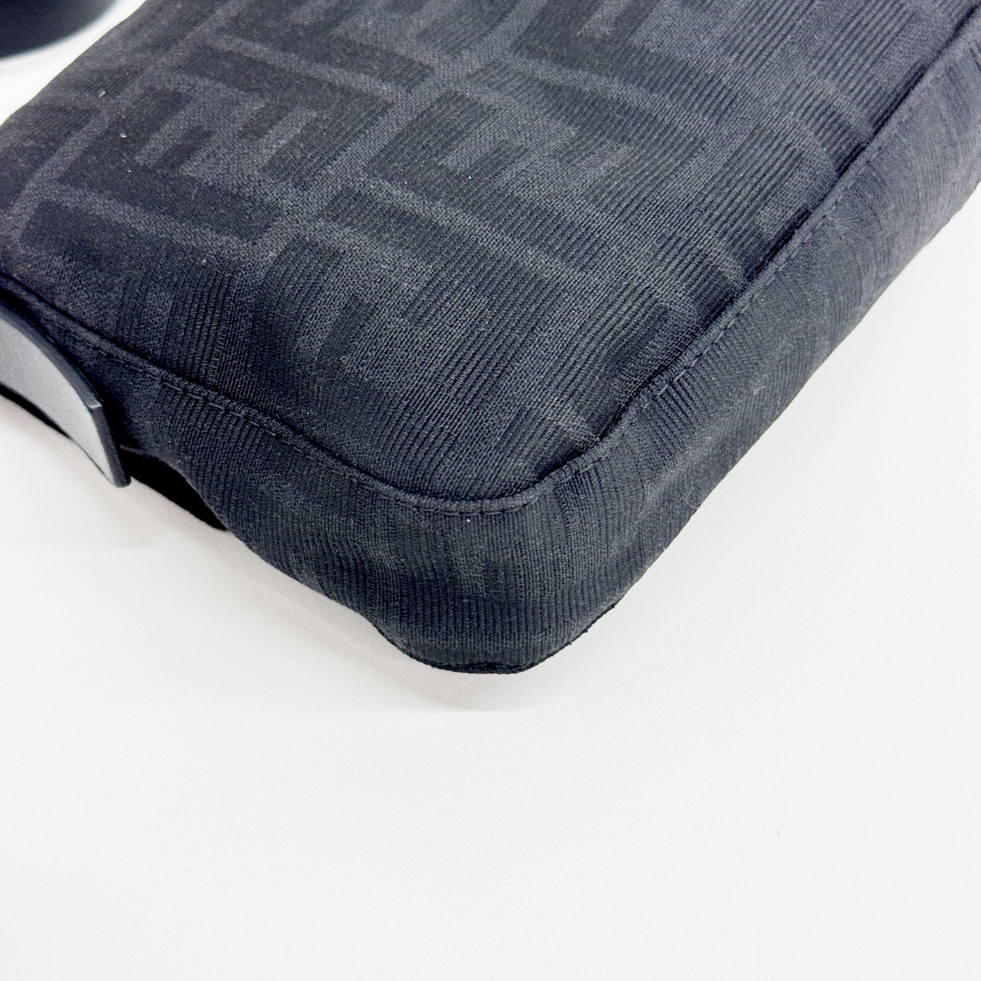 Baguette Black Zucca Canvas Shoulder Bag