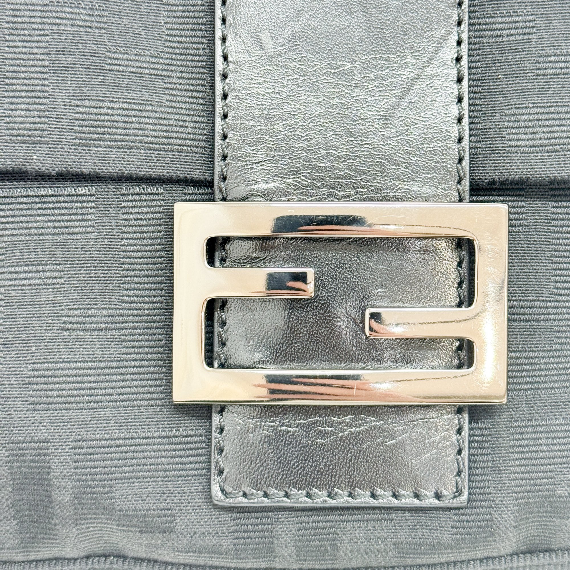 Baguette Black Zucca Canvas Shoulder Bag