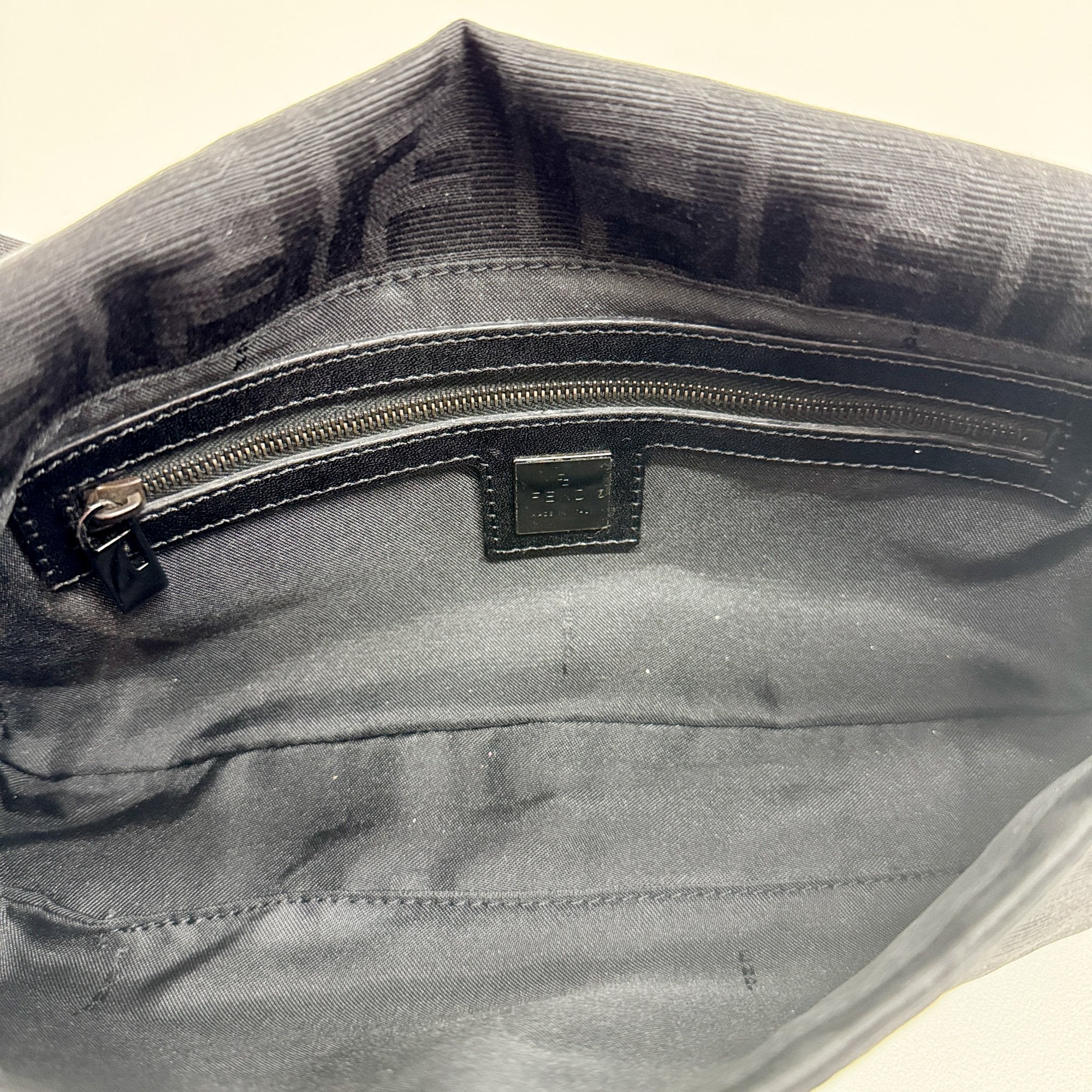 Baguette Black Zucca Canvas Shoulder Bag