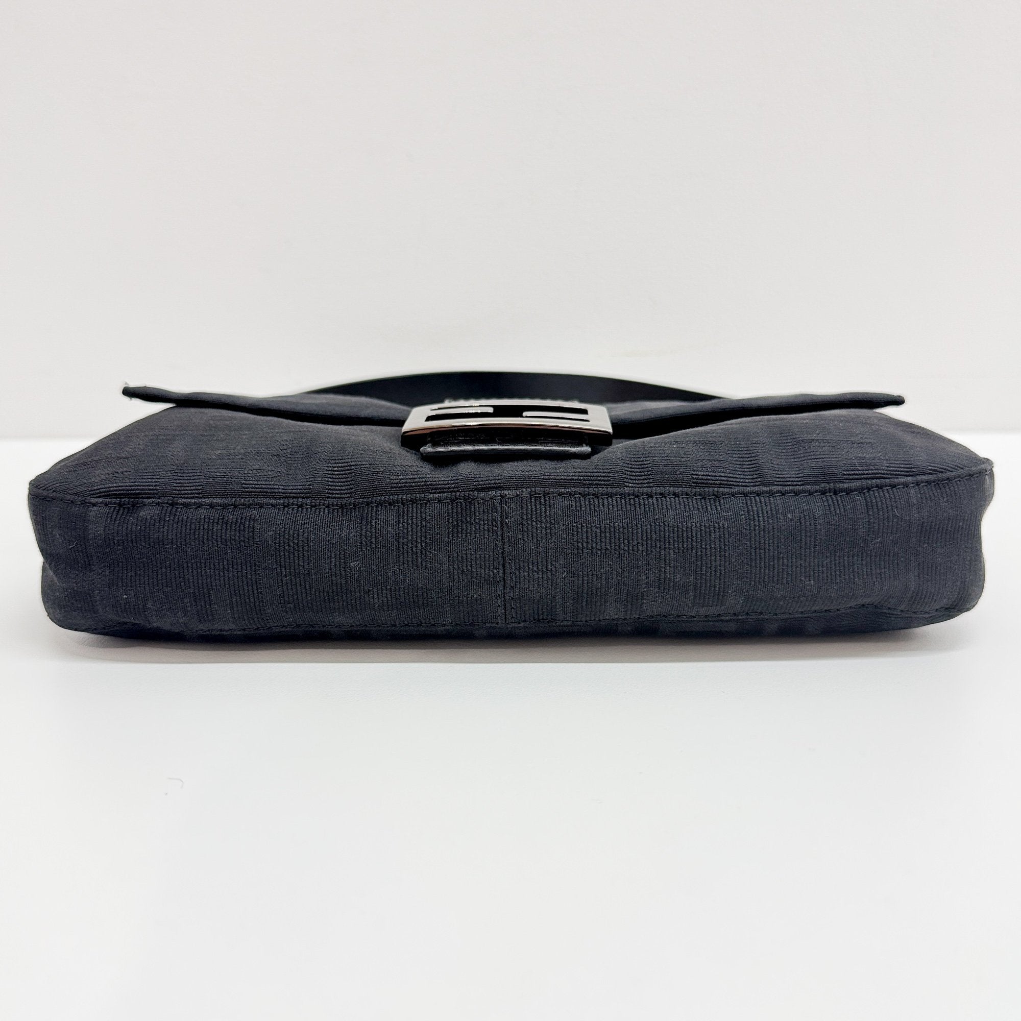 Baguette Black Zucca Canvas Shoulder Bag