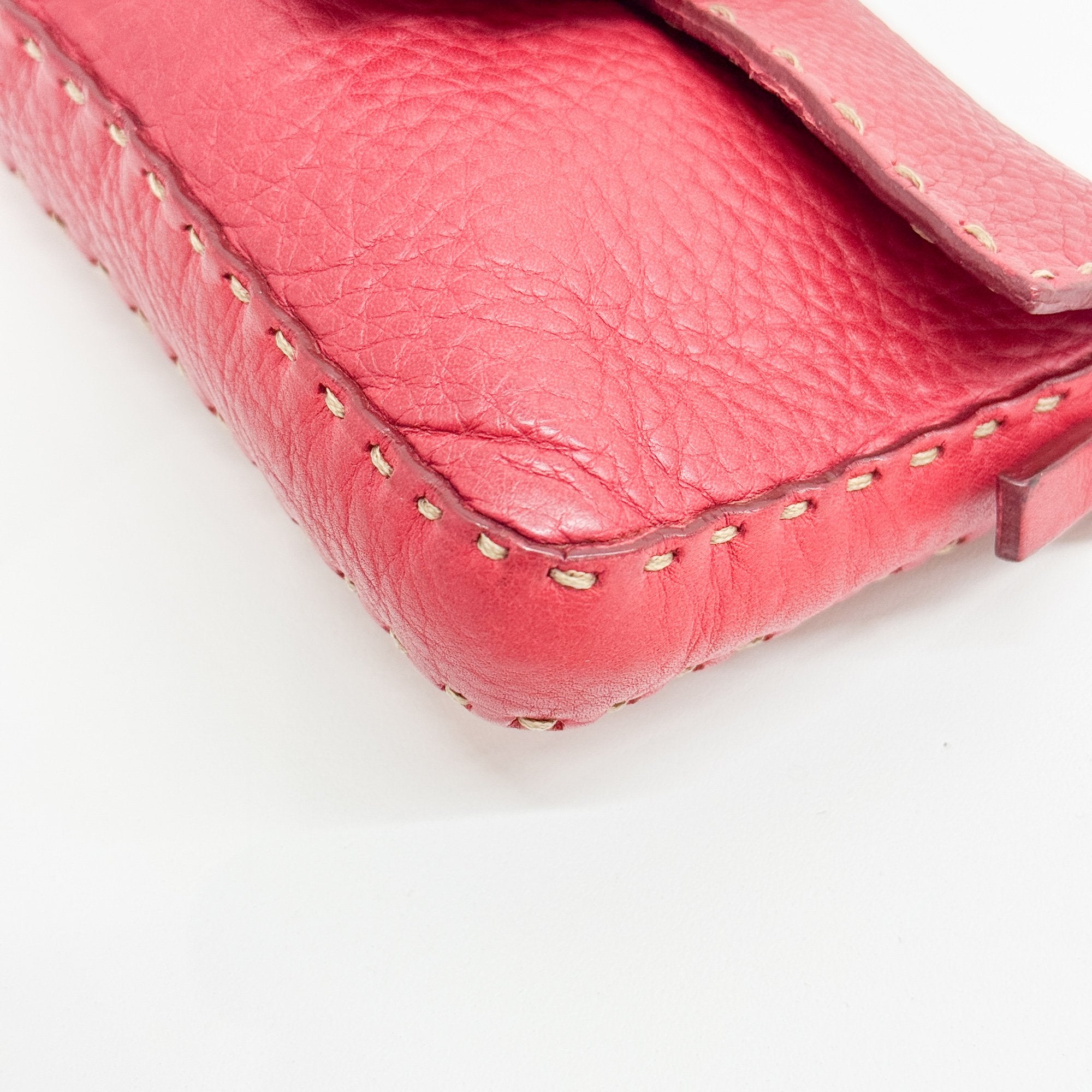 Mini Baguette Red Leather Shoulder Bag