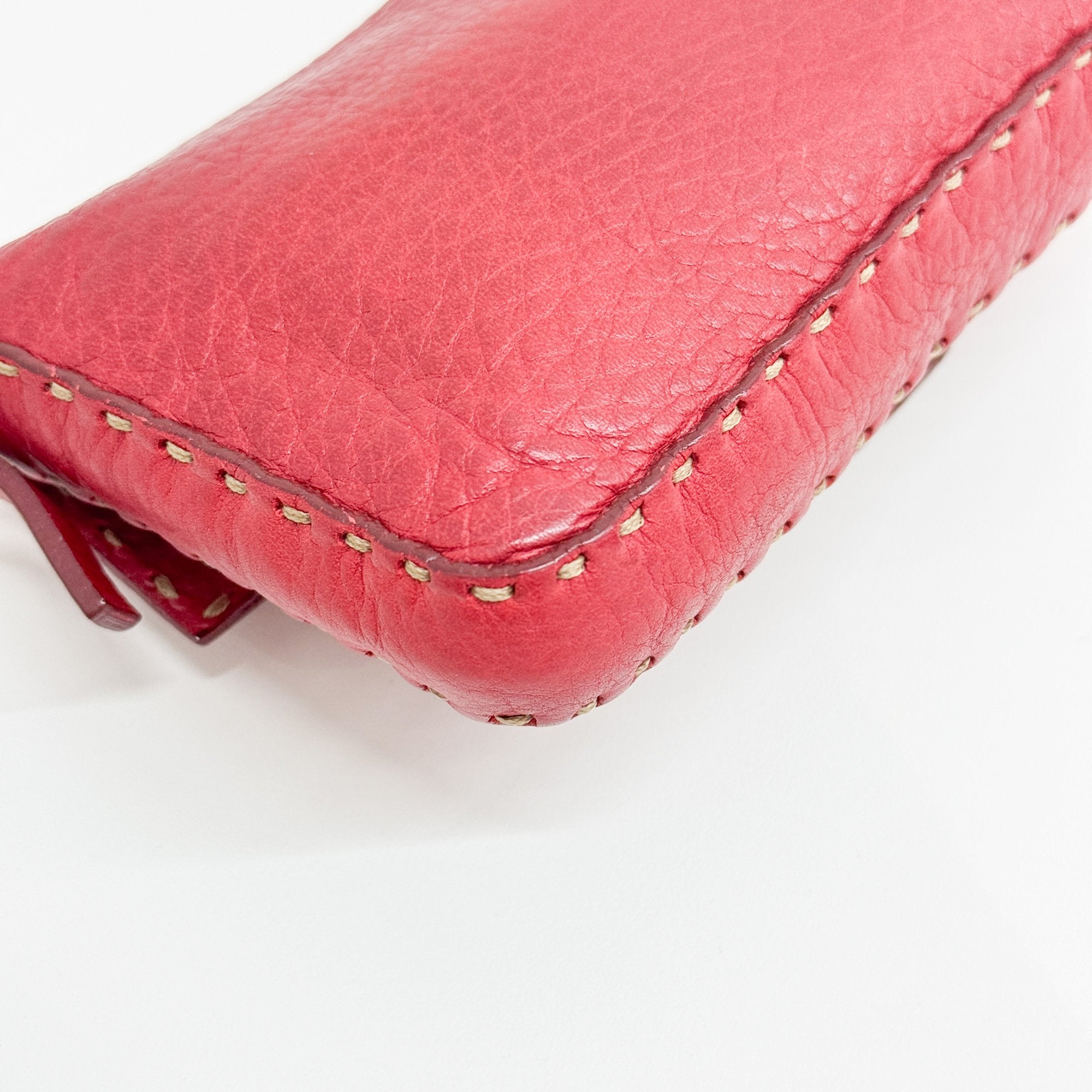 Mini Baguette Red Leather Shoulder Bag