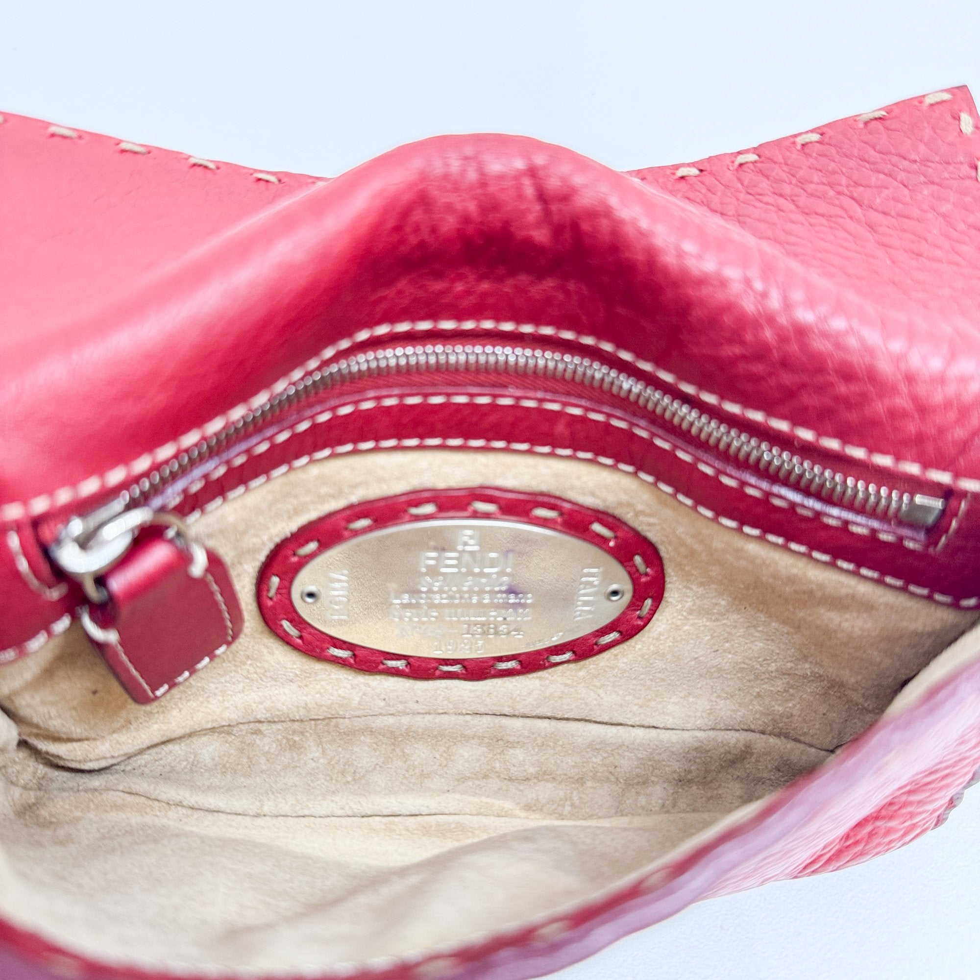 Mini Baguette Red Leather Shoulder Bag