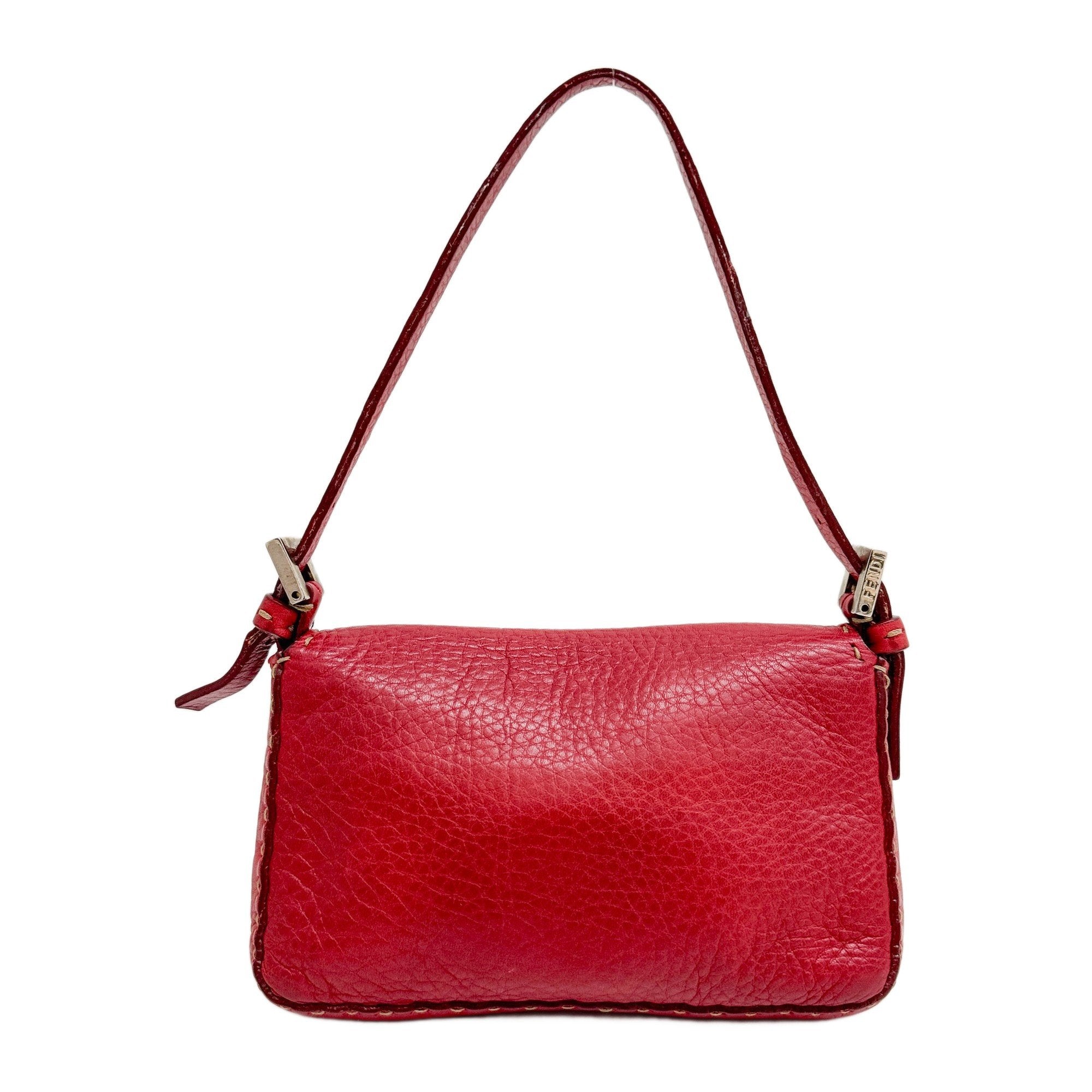 Mini Baguette Red Leather Shoulder Bag