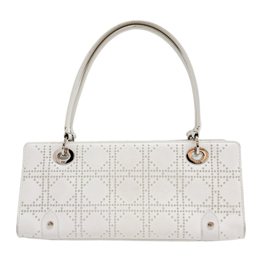 Limited Edition Lady Dior East West Studded White Leather Hand Bag
