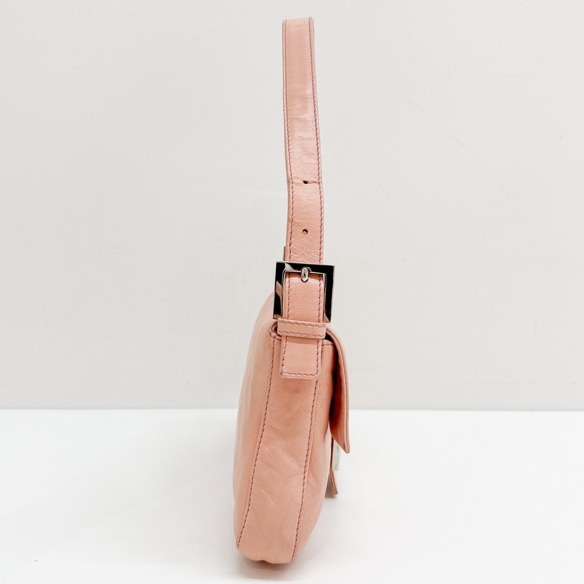 Baguette Pink Leather Shoulder Bag