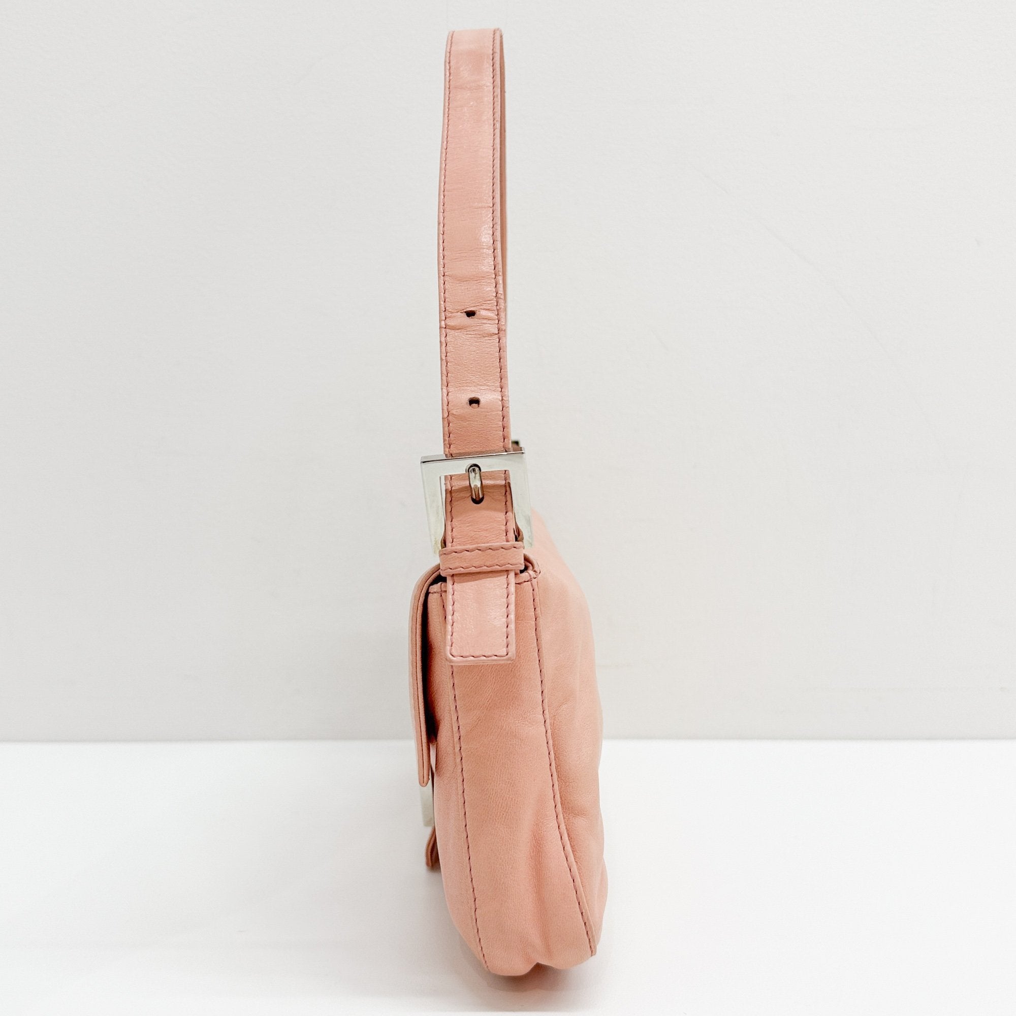 Baguette Pink Leather Shoulder Bag