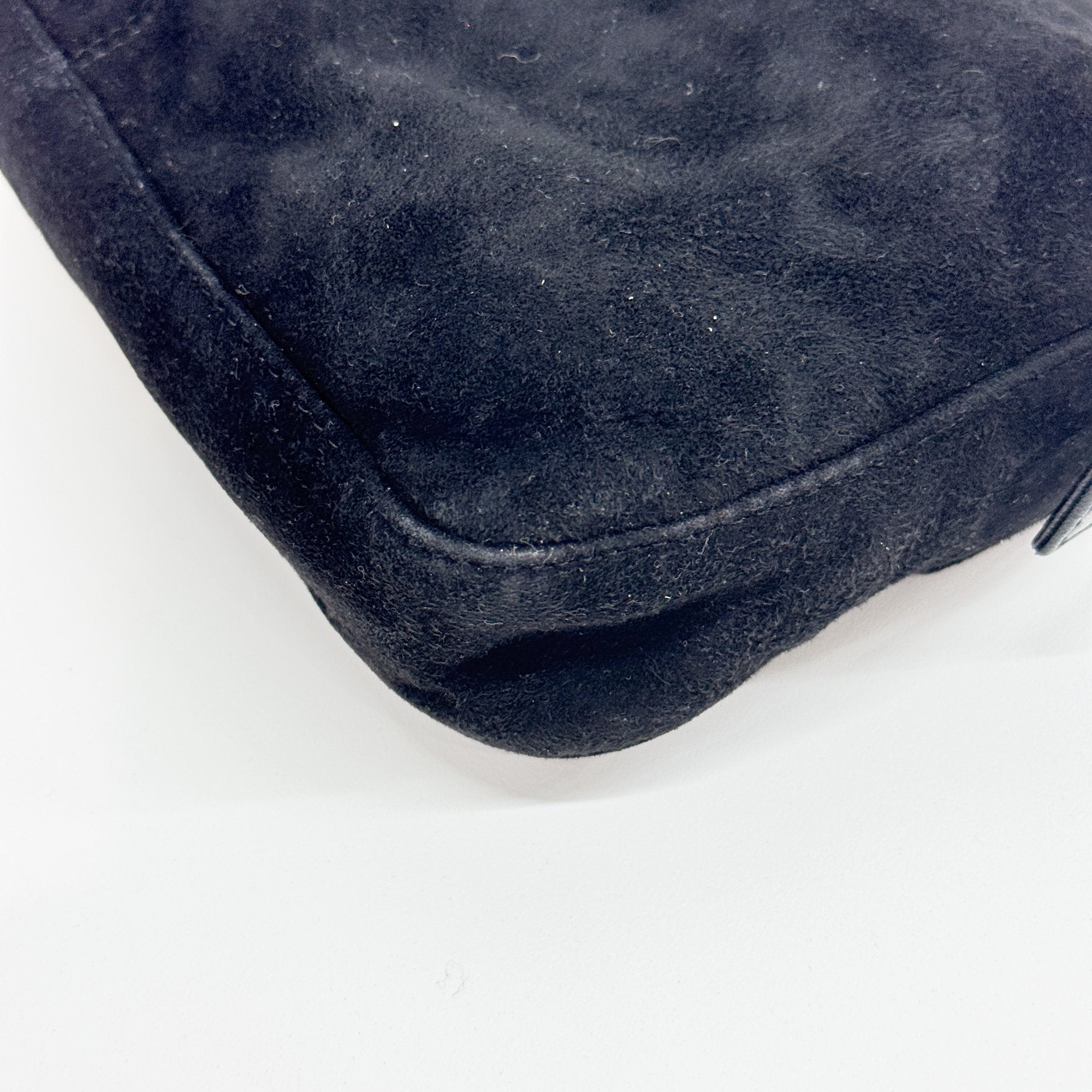 Baguette Black Suede Shoulder Bag