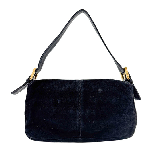 Baguette Black Suede Shoulder Bag
