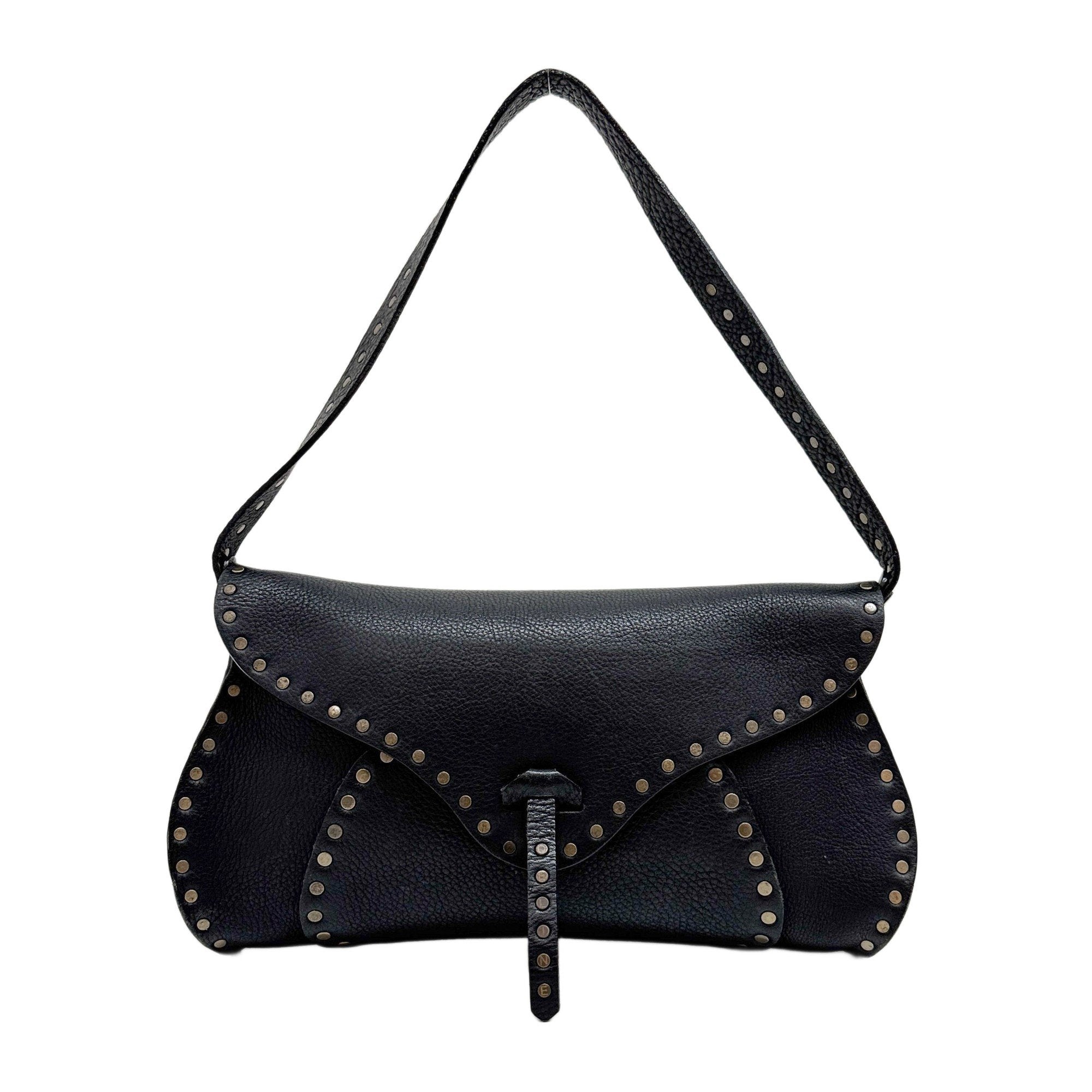 Poulbot Black Leather Shoulder Bag