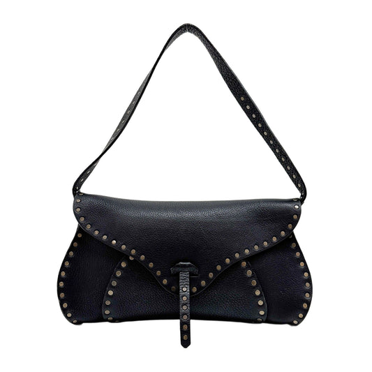 Poulbot Black Leather Shoulder Bag