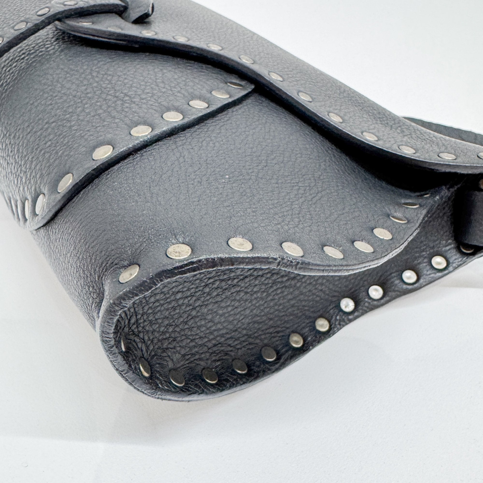 Poulbot Black Leather Shoulder Bag