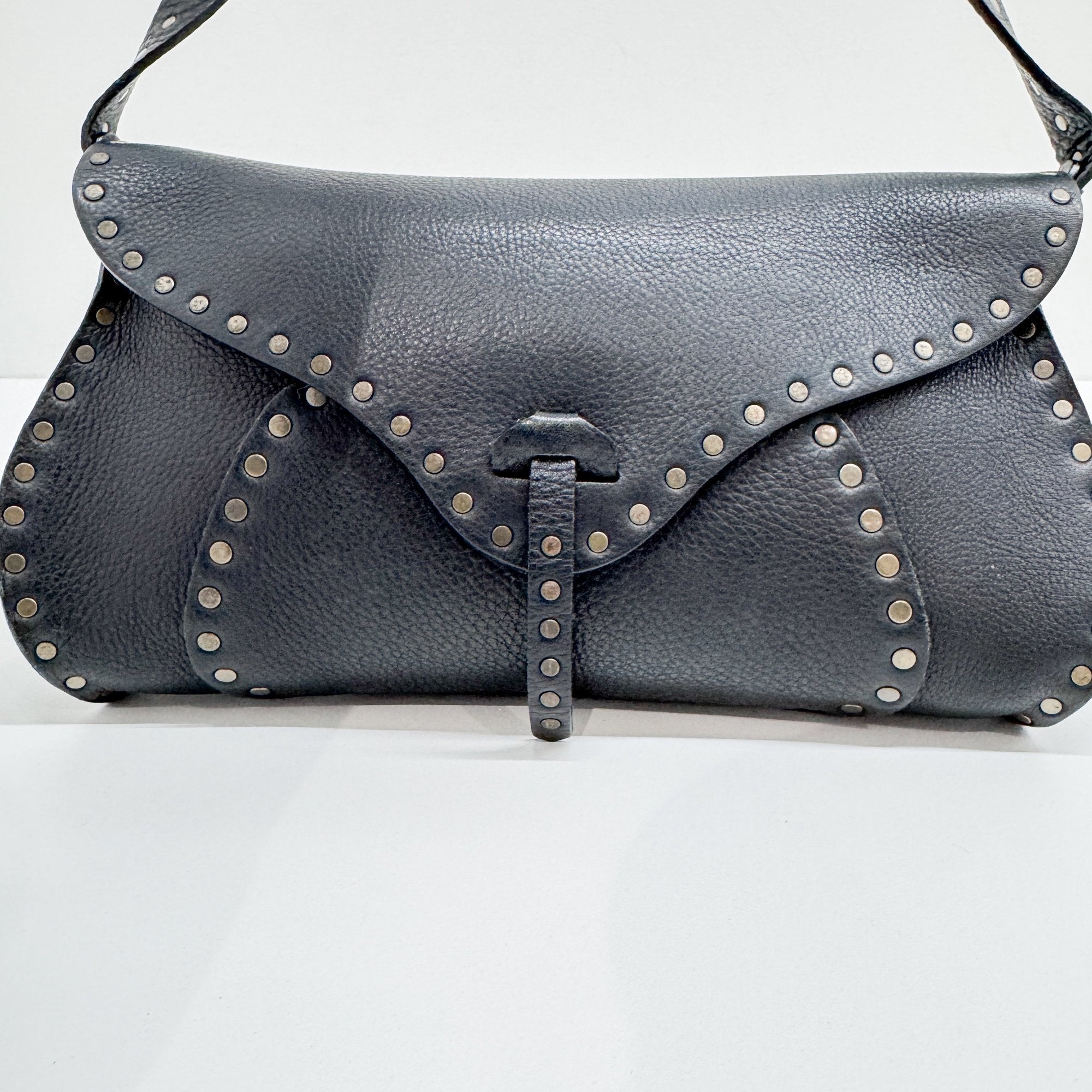 Poulbot Black Leather Shoulder Bag