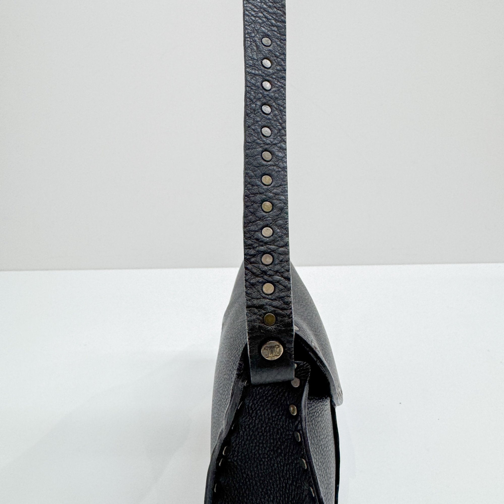 Poulbot Black Leather Shoulder Bag