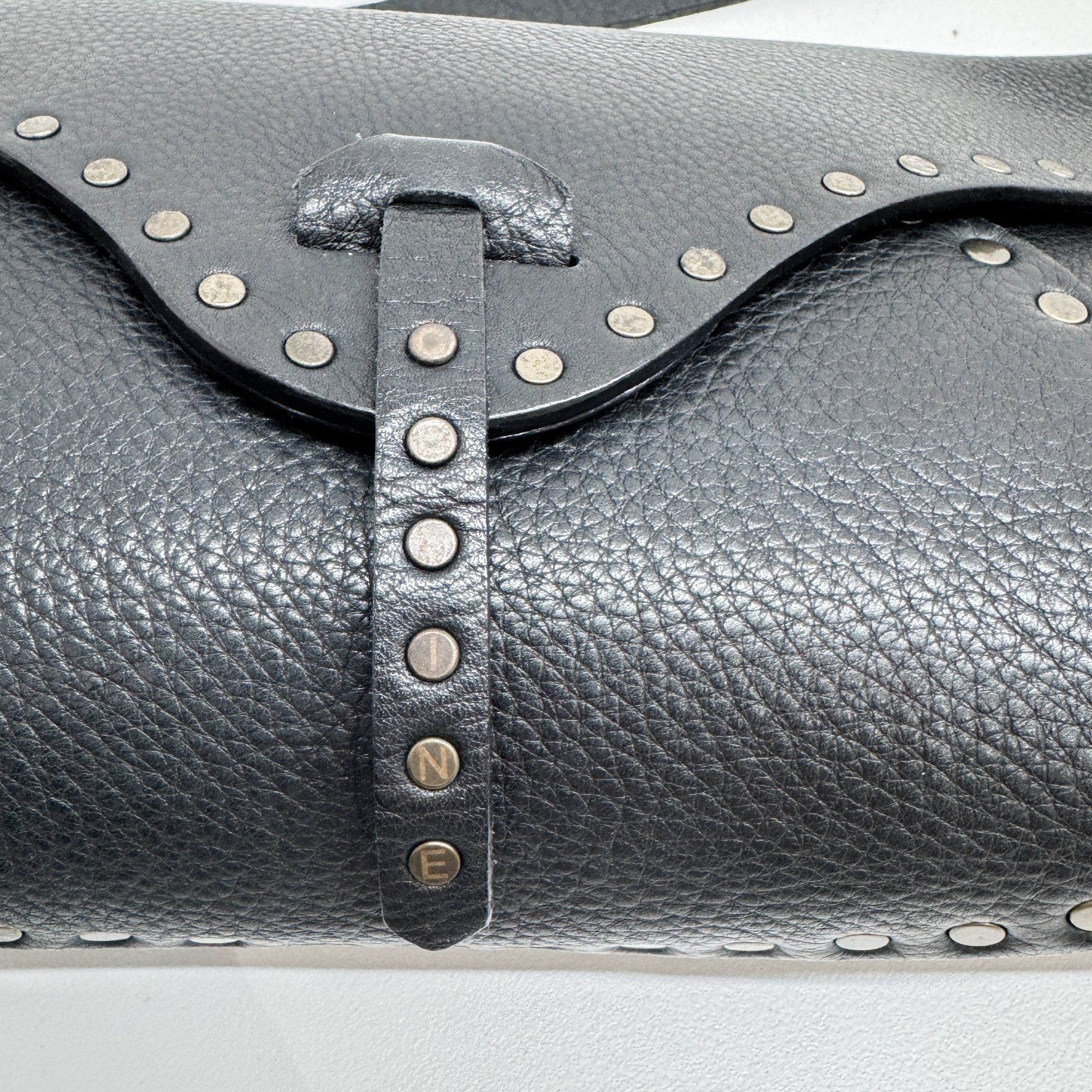 Poulbot Black Leather Shoulder Bag