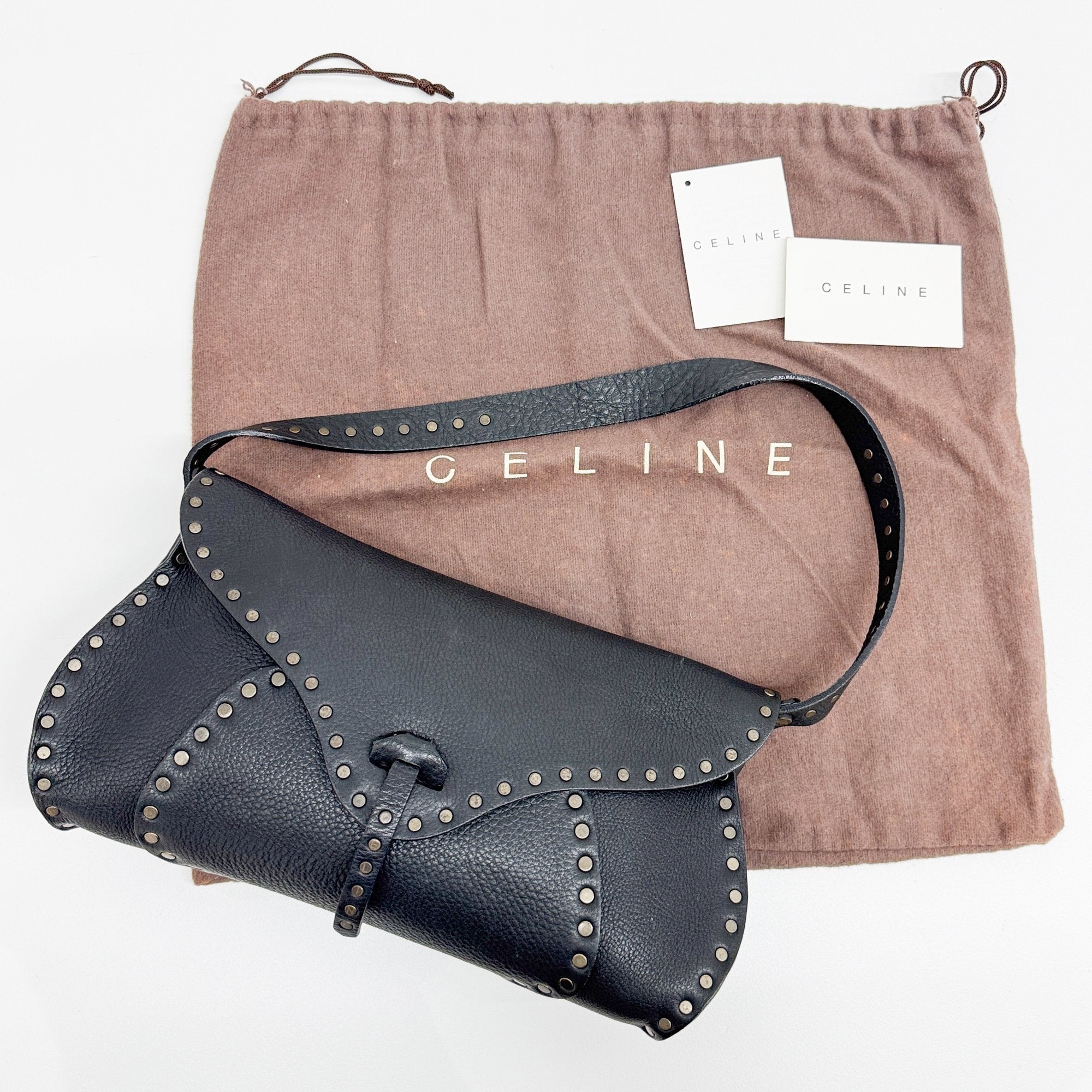 Poulbot Black Leather Shoulder Bag