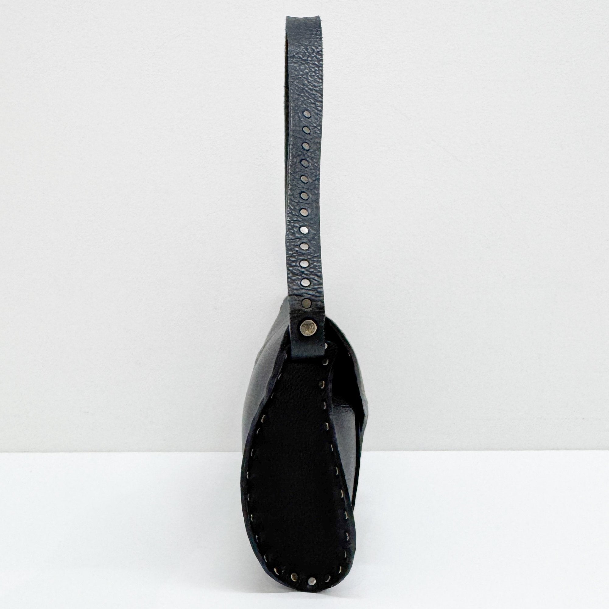 Poulbot Black Leather Shoulder Bag