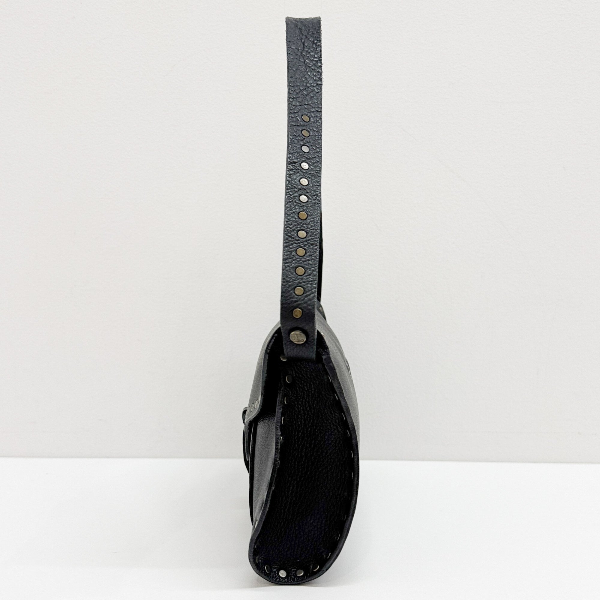 Poulbot Black Leather Shoulder Bag