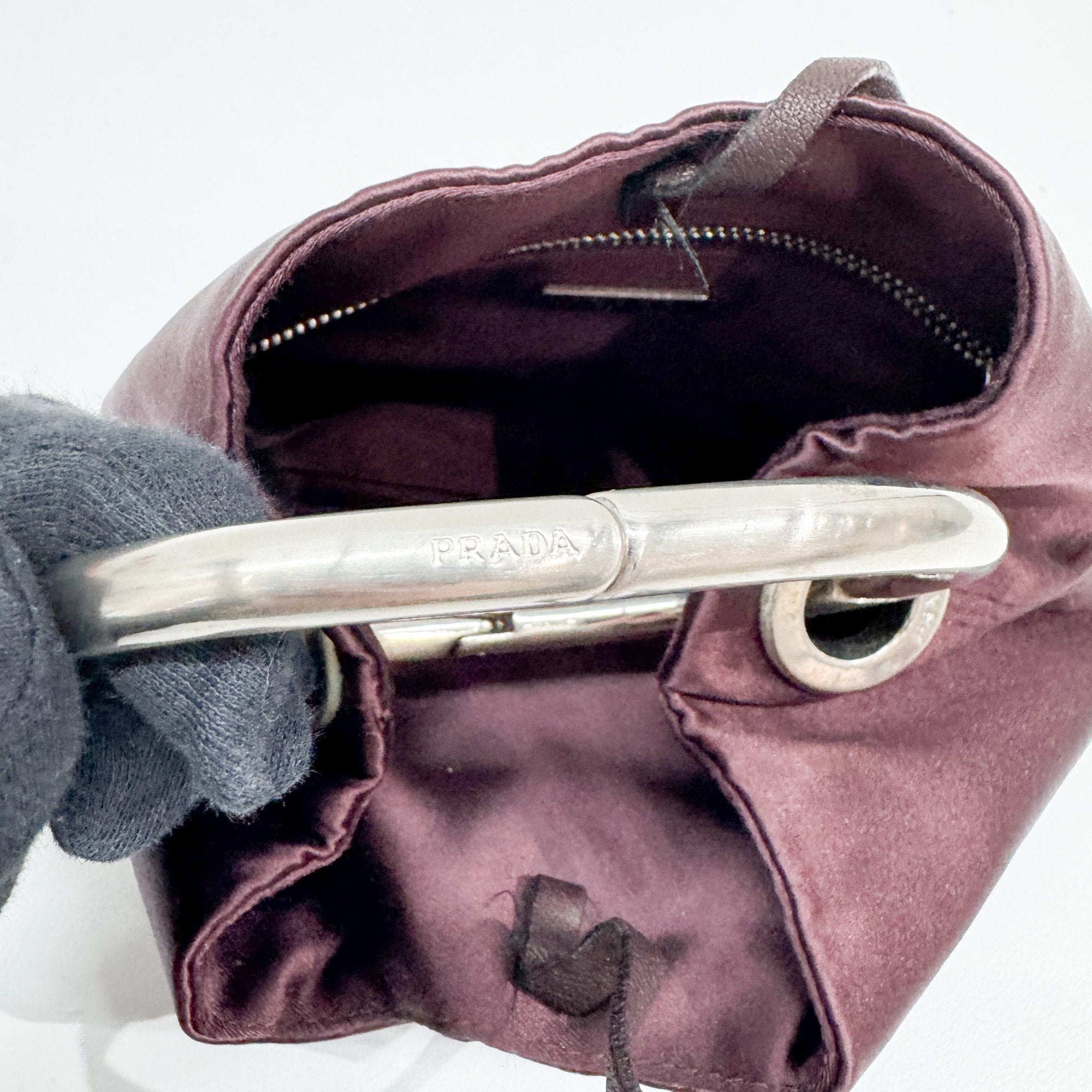 Mora Purple Raso Satin Wrist Bag