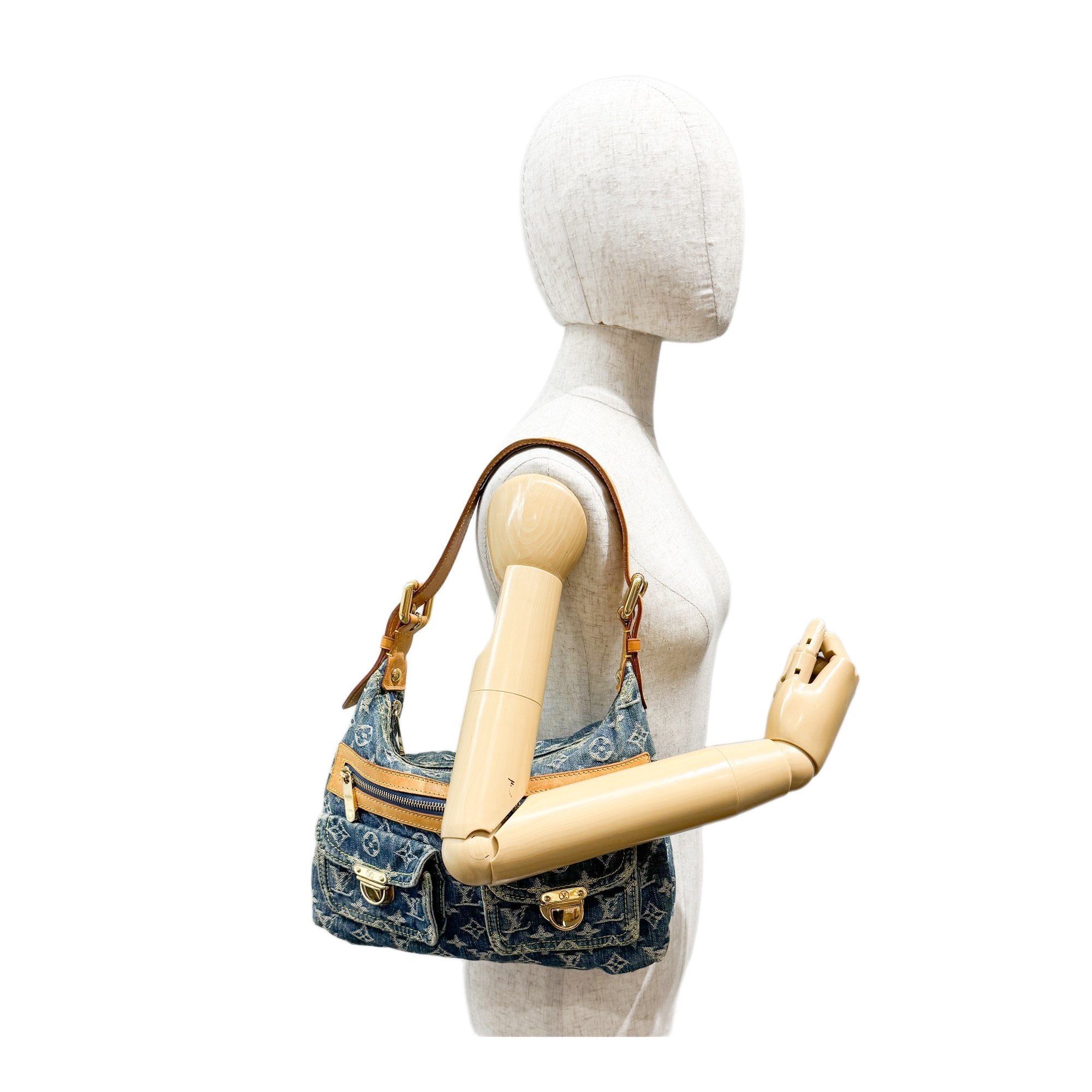 Baggy Monogram PM Blue Denim Shoulder Bag