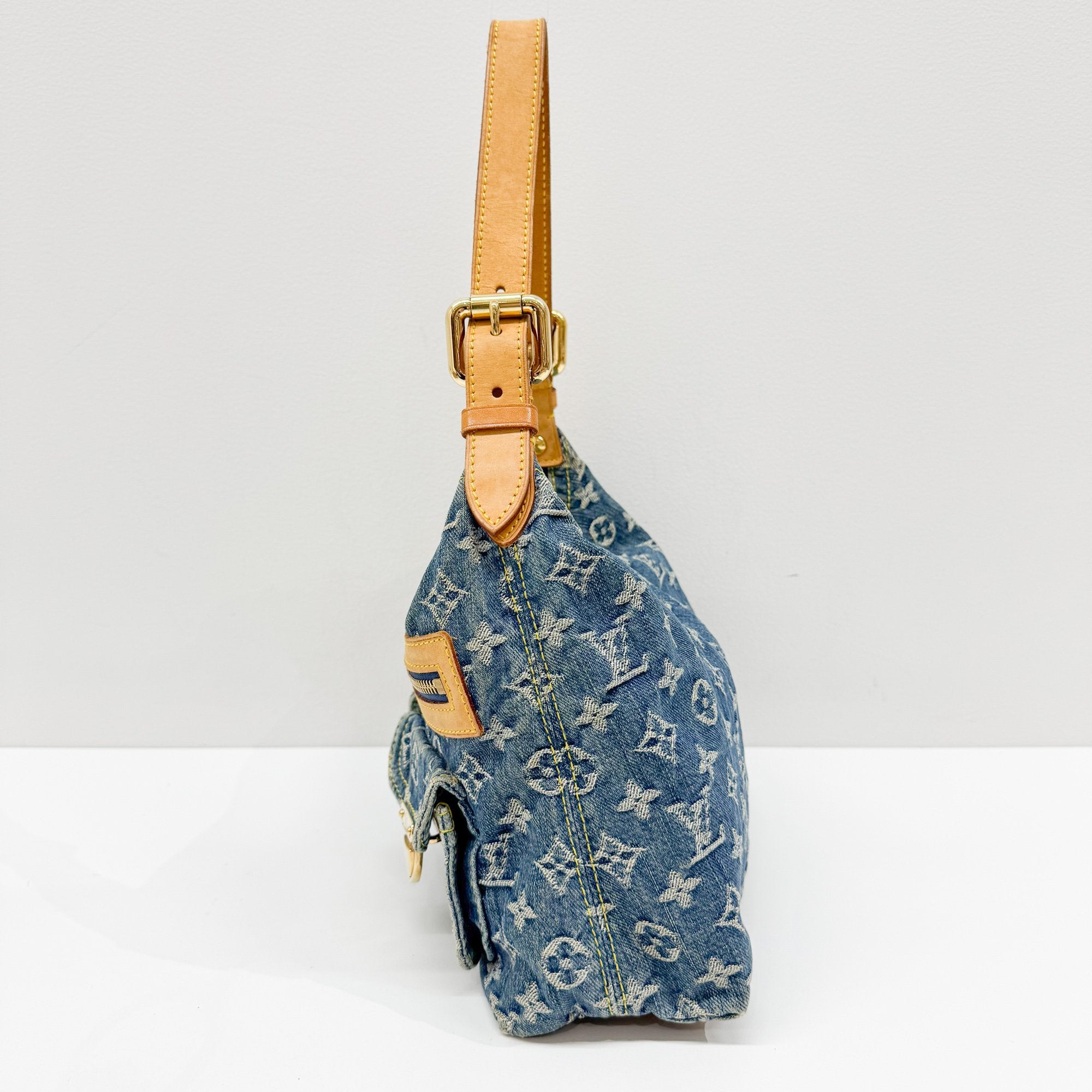 Baggy Monogram PM Blue Denim Shoulder Bag