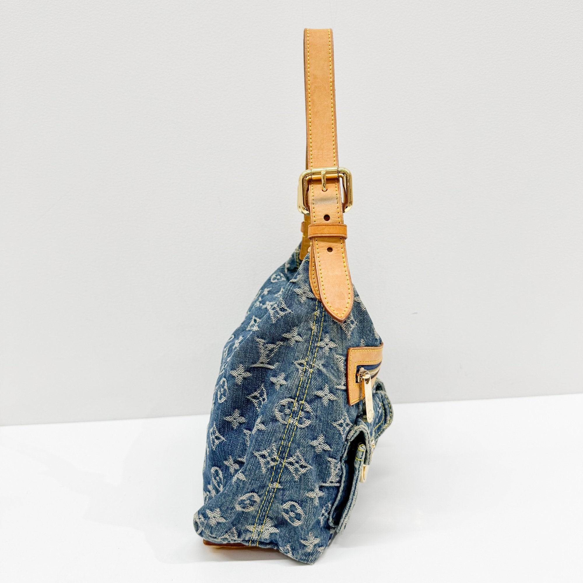 Baggy Monogram PM Blue Denim Shoulder Bag