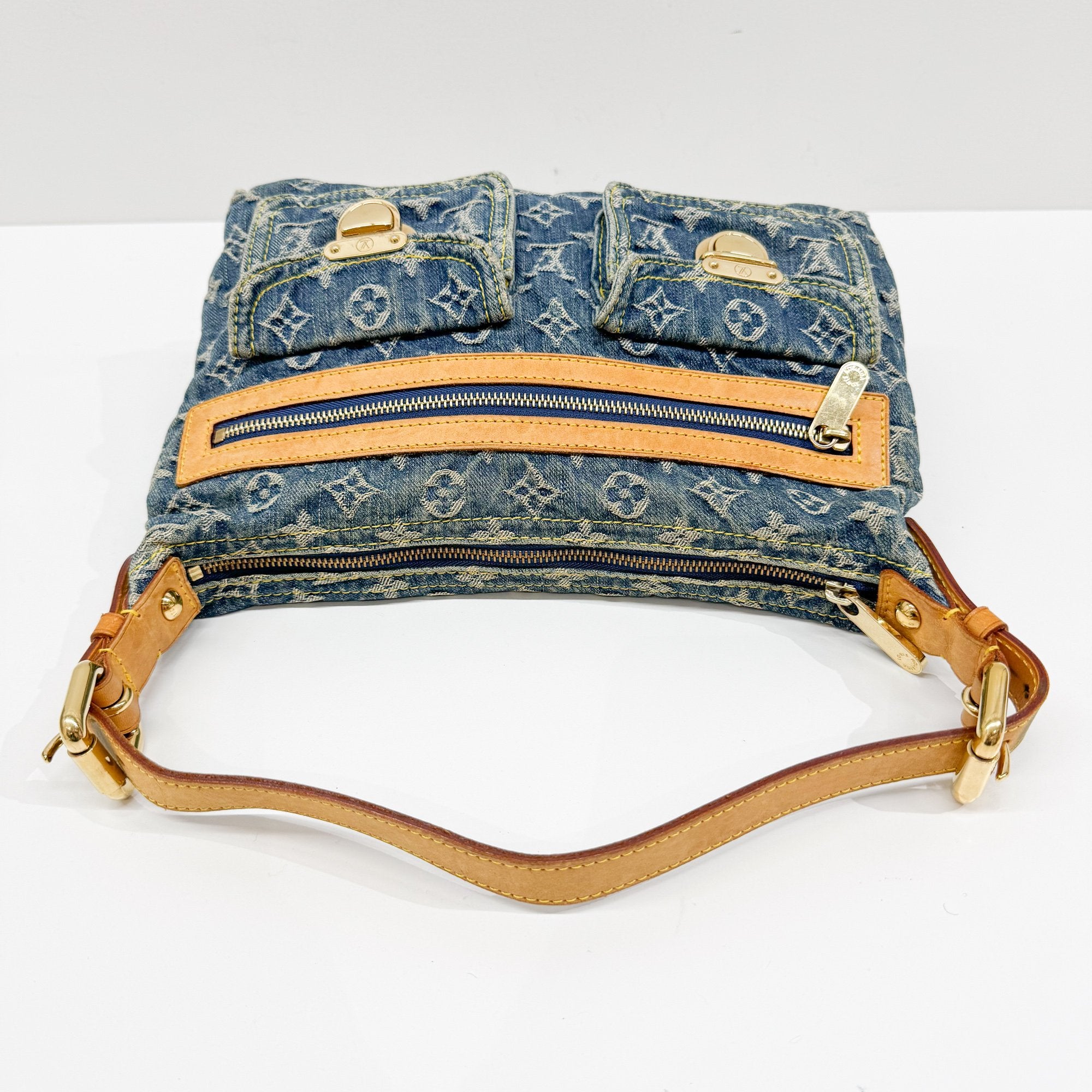Baggy Monogram PM Blue Denim Shoulder Bag