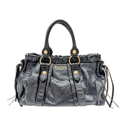 Vitello Black Leather Two Way Bag