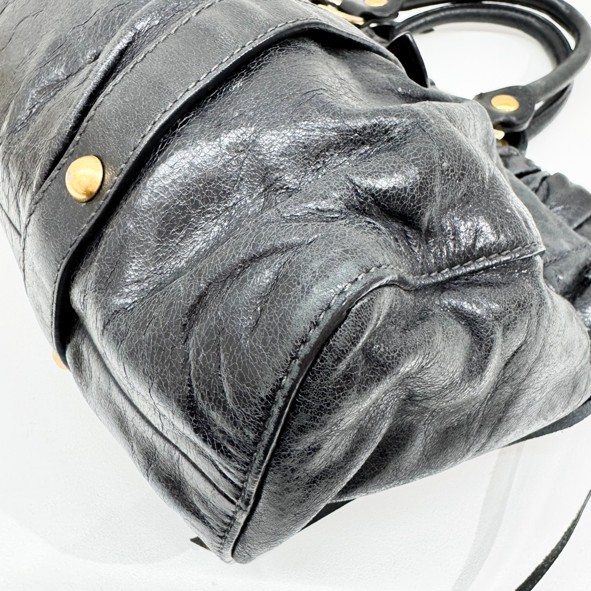 Vitello Black Leather Two Way Bag