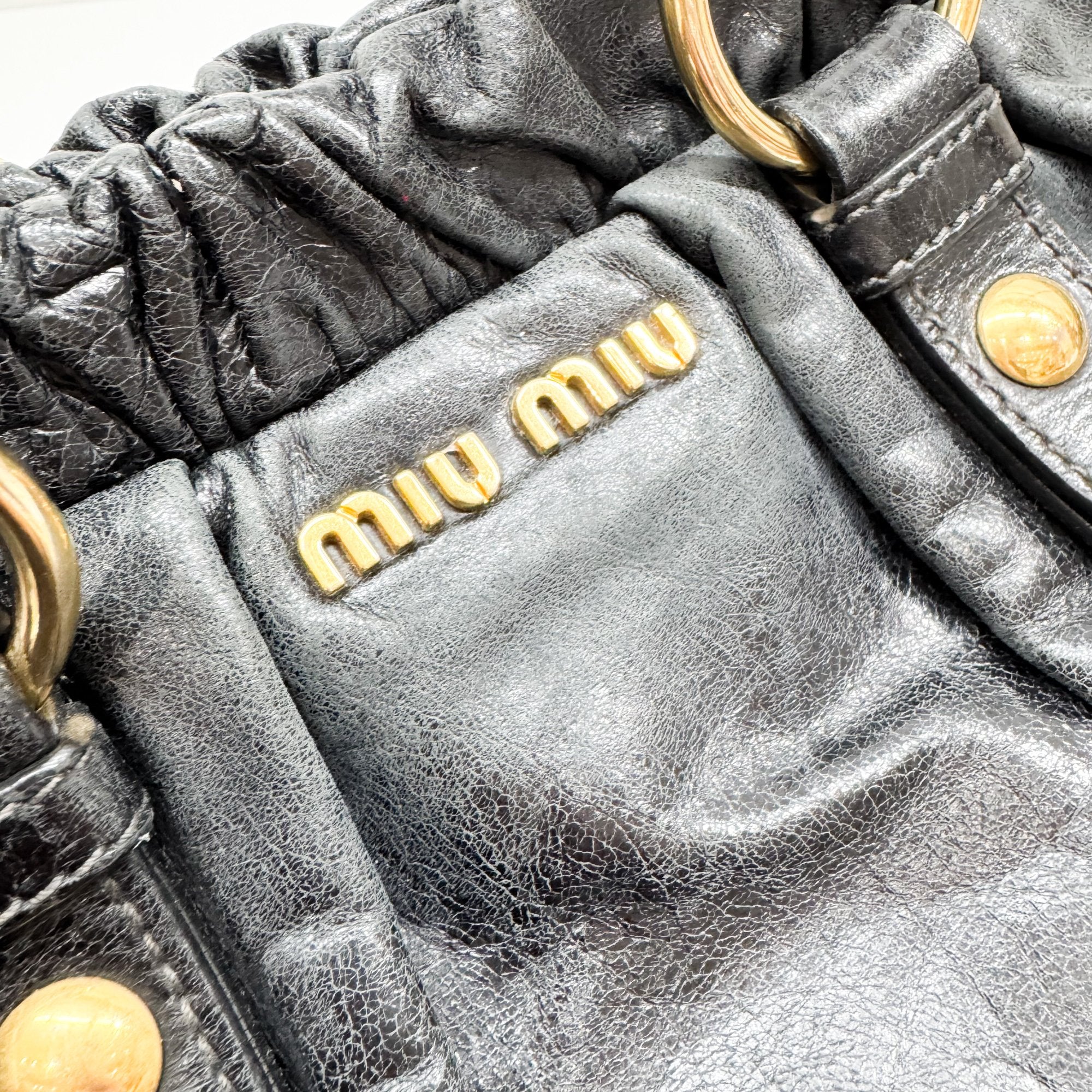 Vitello Black Leather Two Way Bag