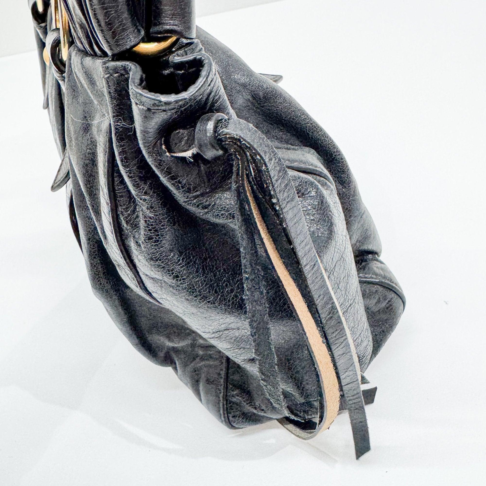 Vitello Black Leather Two Way Bag