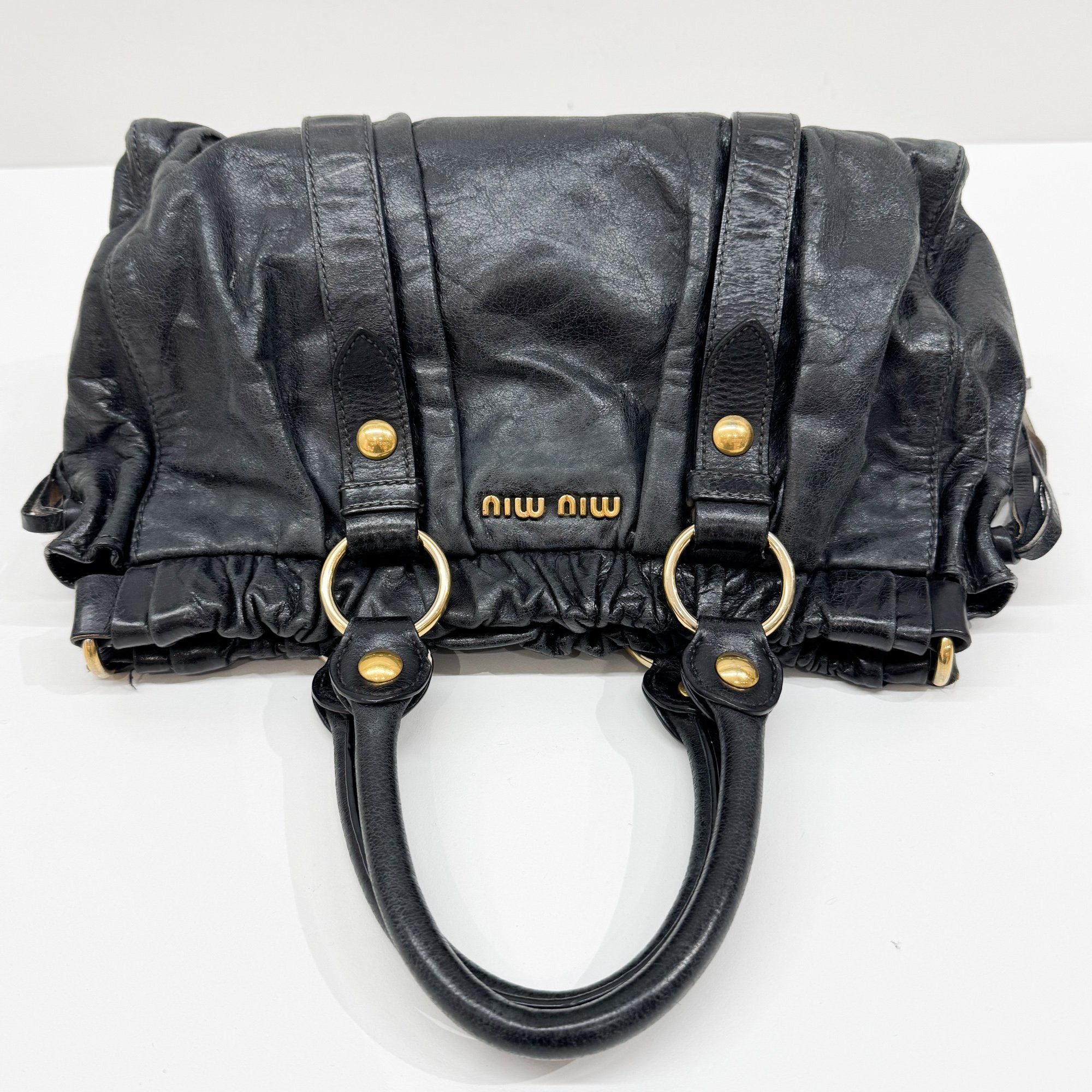 Vitello Black Leather Two Way Bag