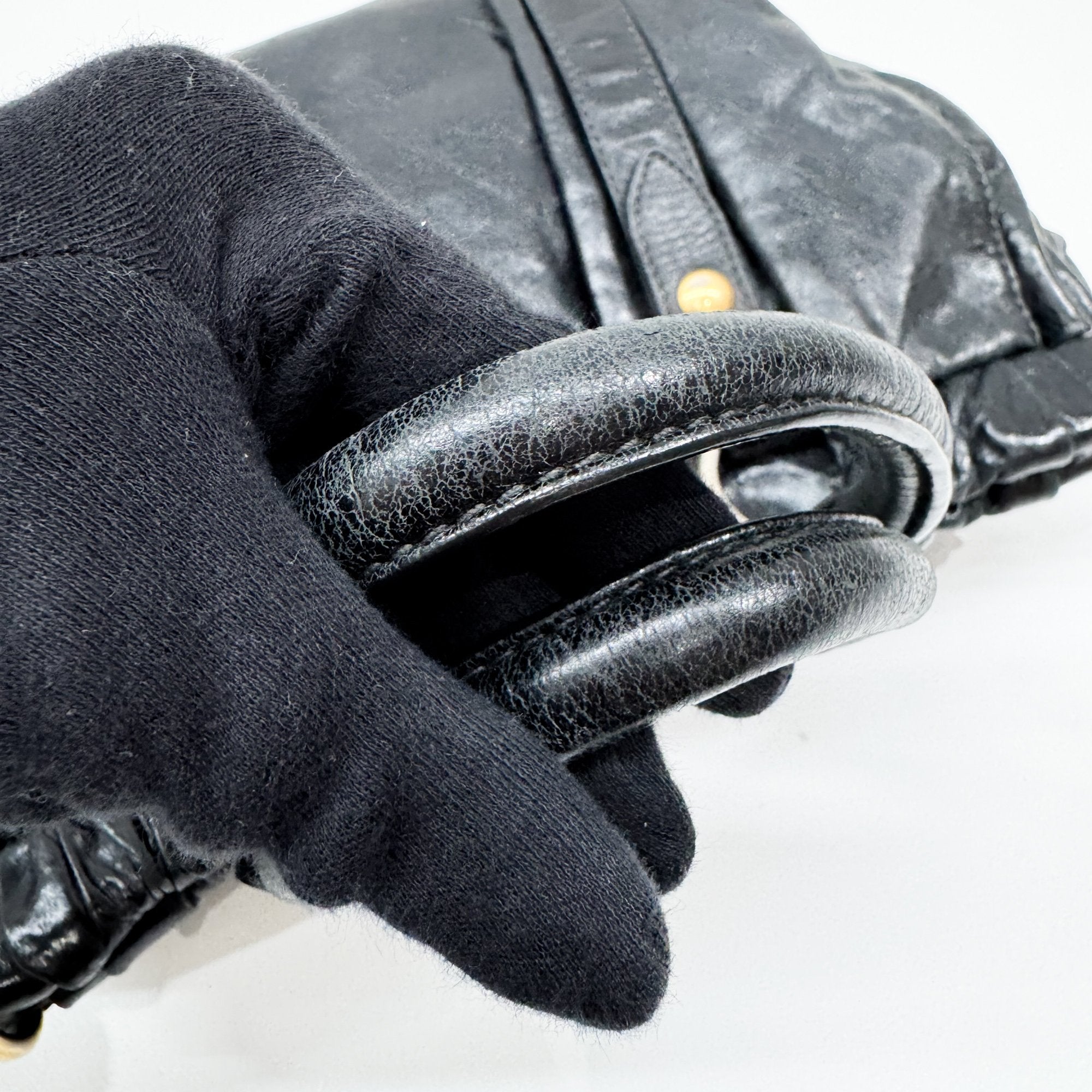 Vitello Black Leather Two Way Bag