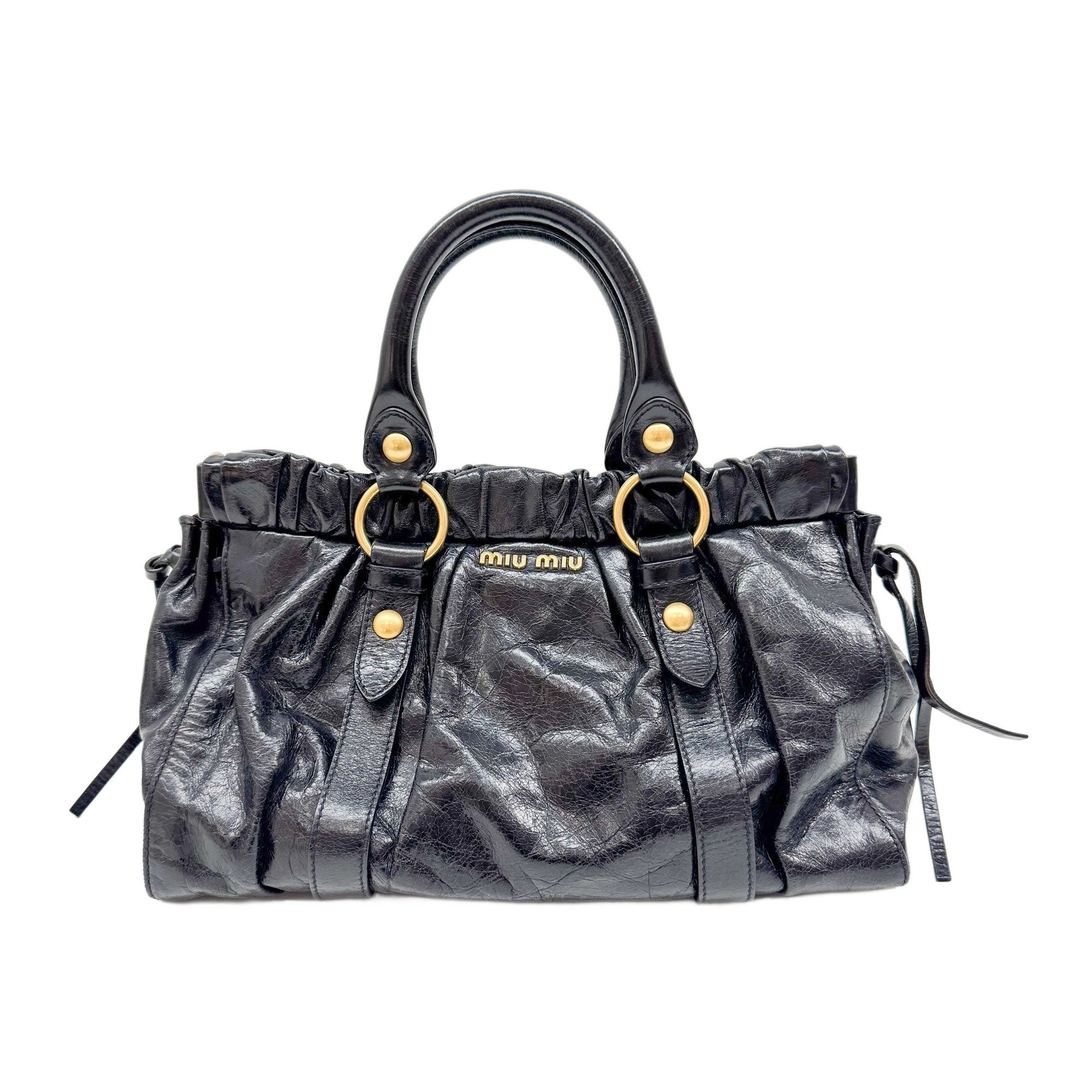 Vitello Black Leather Two Way Bag