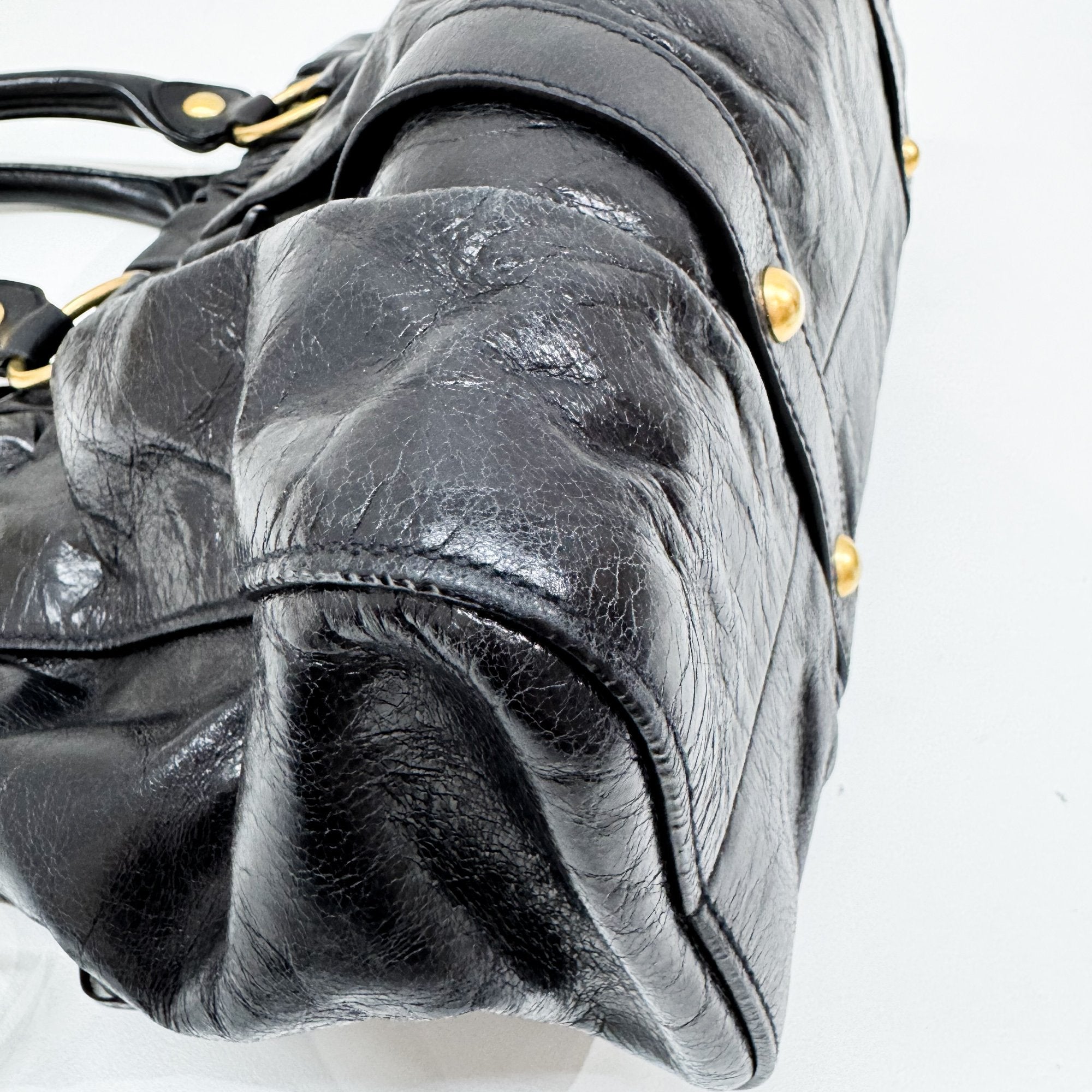 Vitello Black Leather Two Way Bag