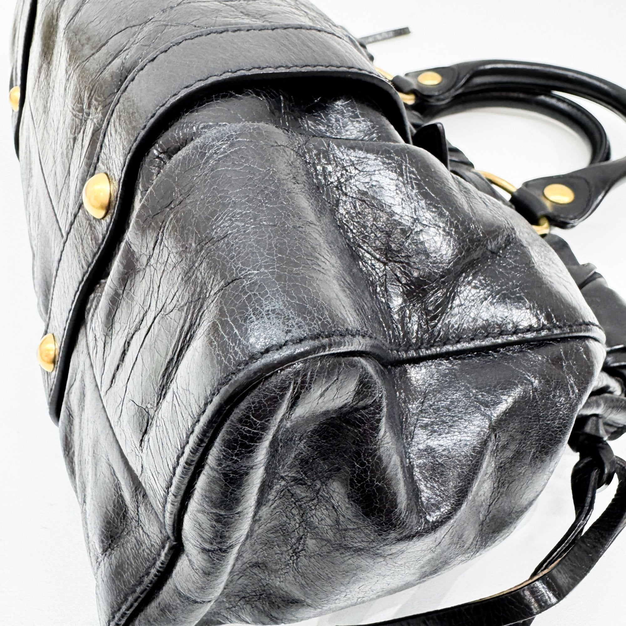 Vitello Black Leather Two Way Bag