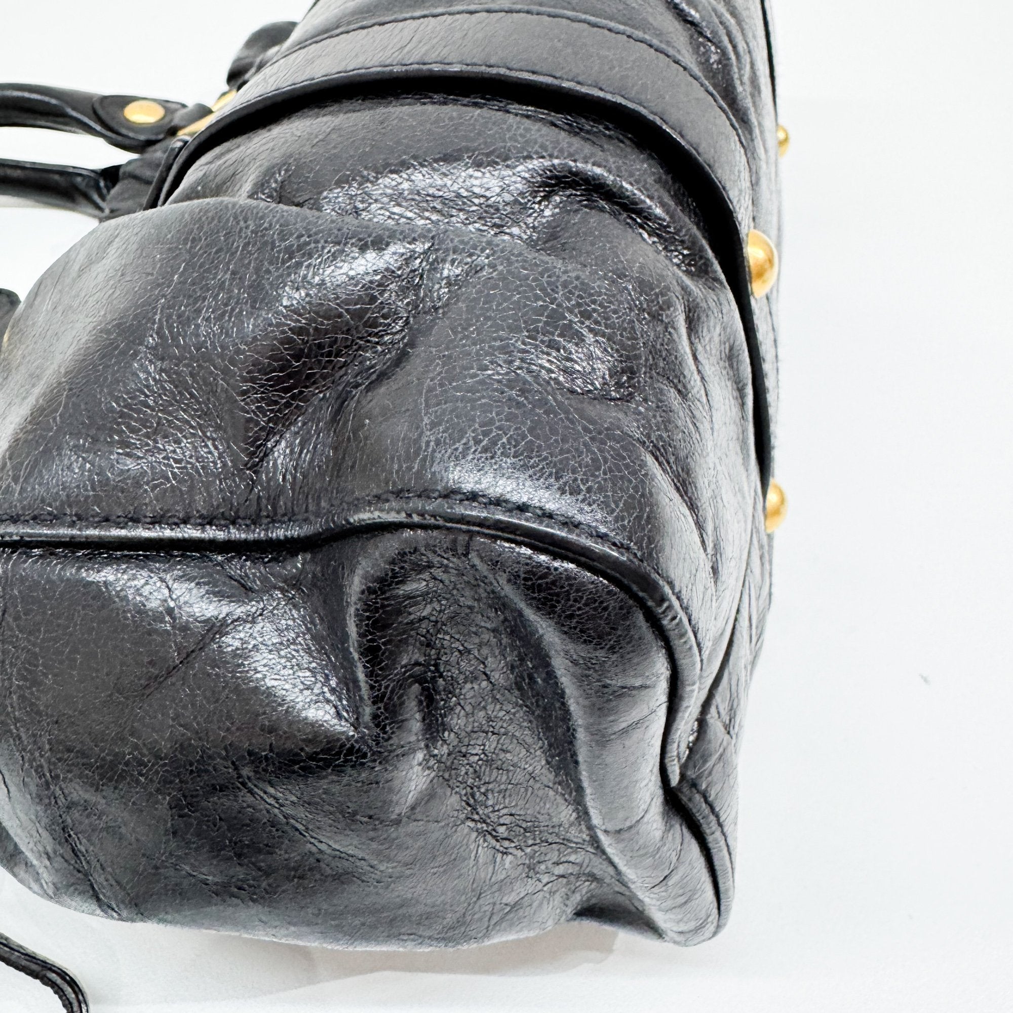 Vitello Black Leather Two Way Bag