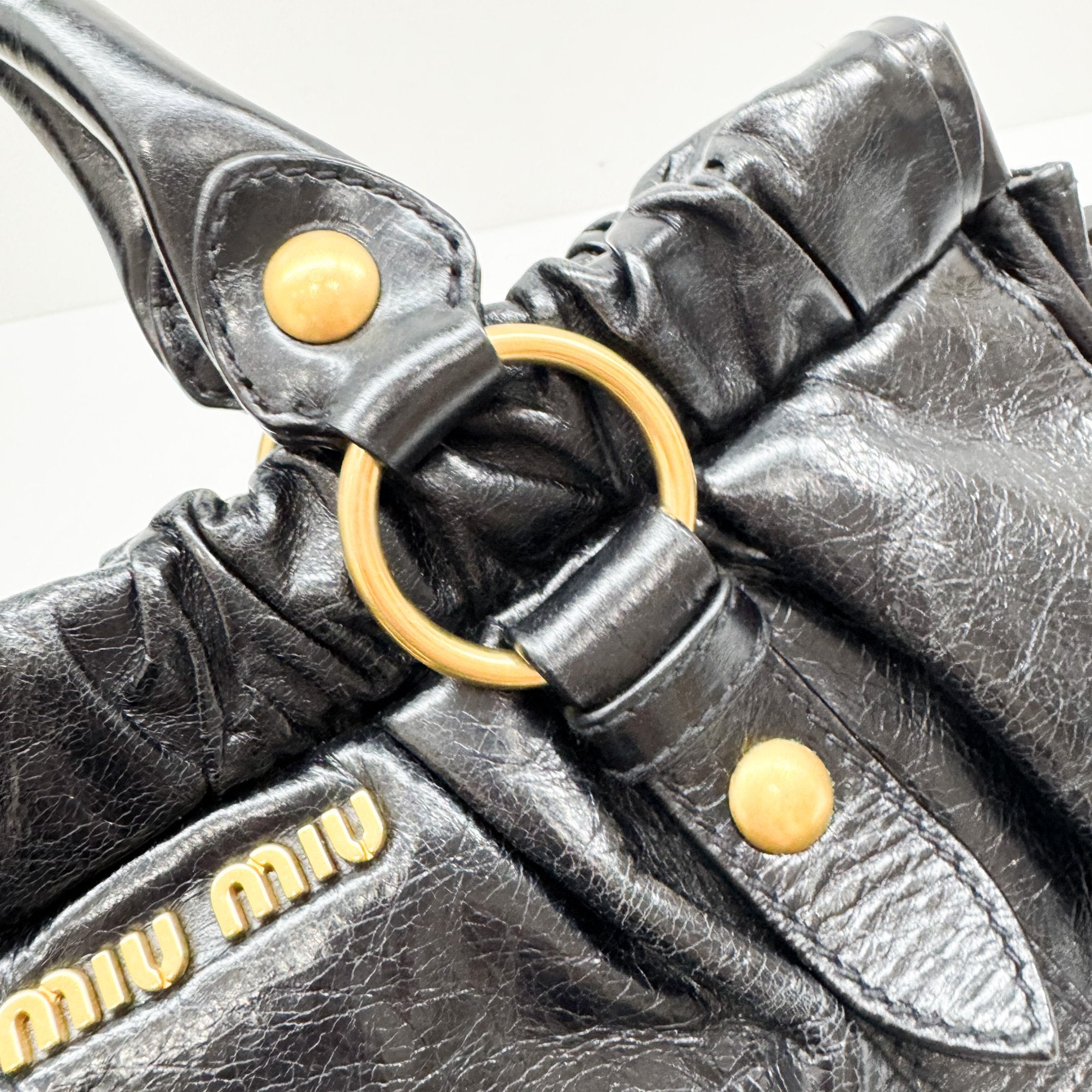 Vitello Black Leather Two Way Bag