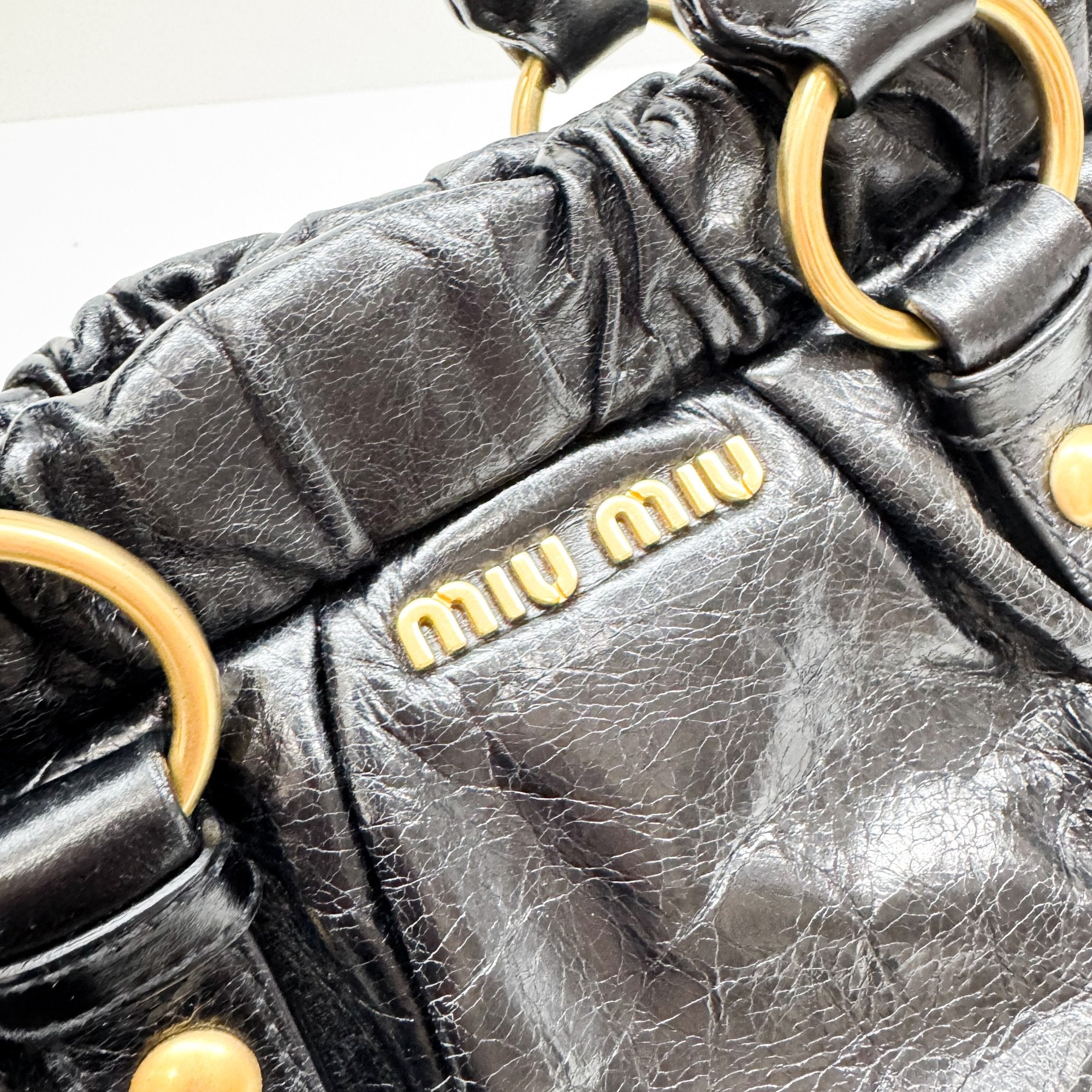 Vitello Black Leather Two Way Bag