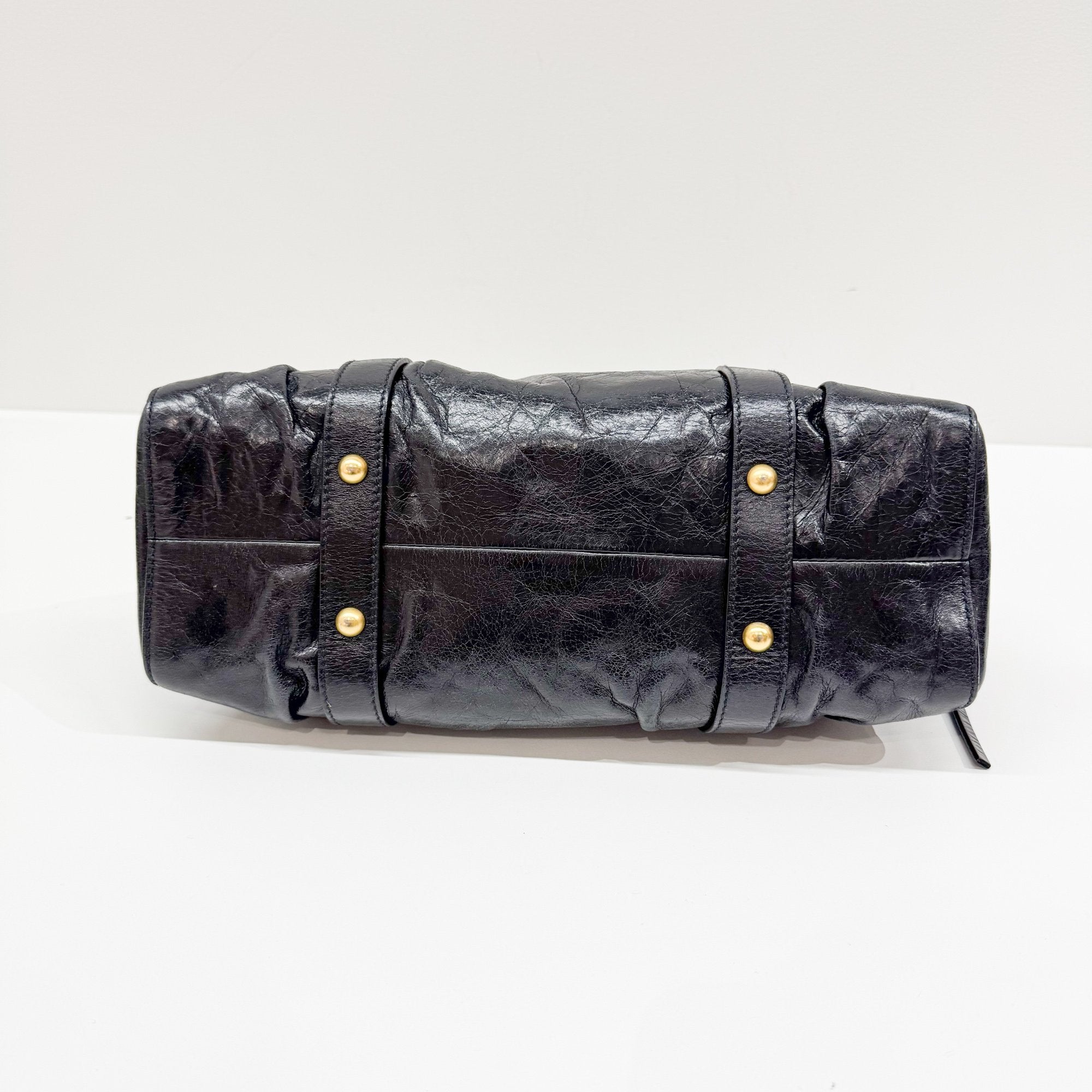 Vitello Black Leather Two Way Bag