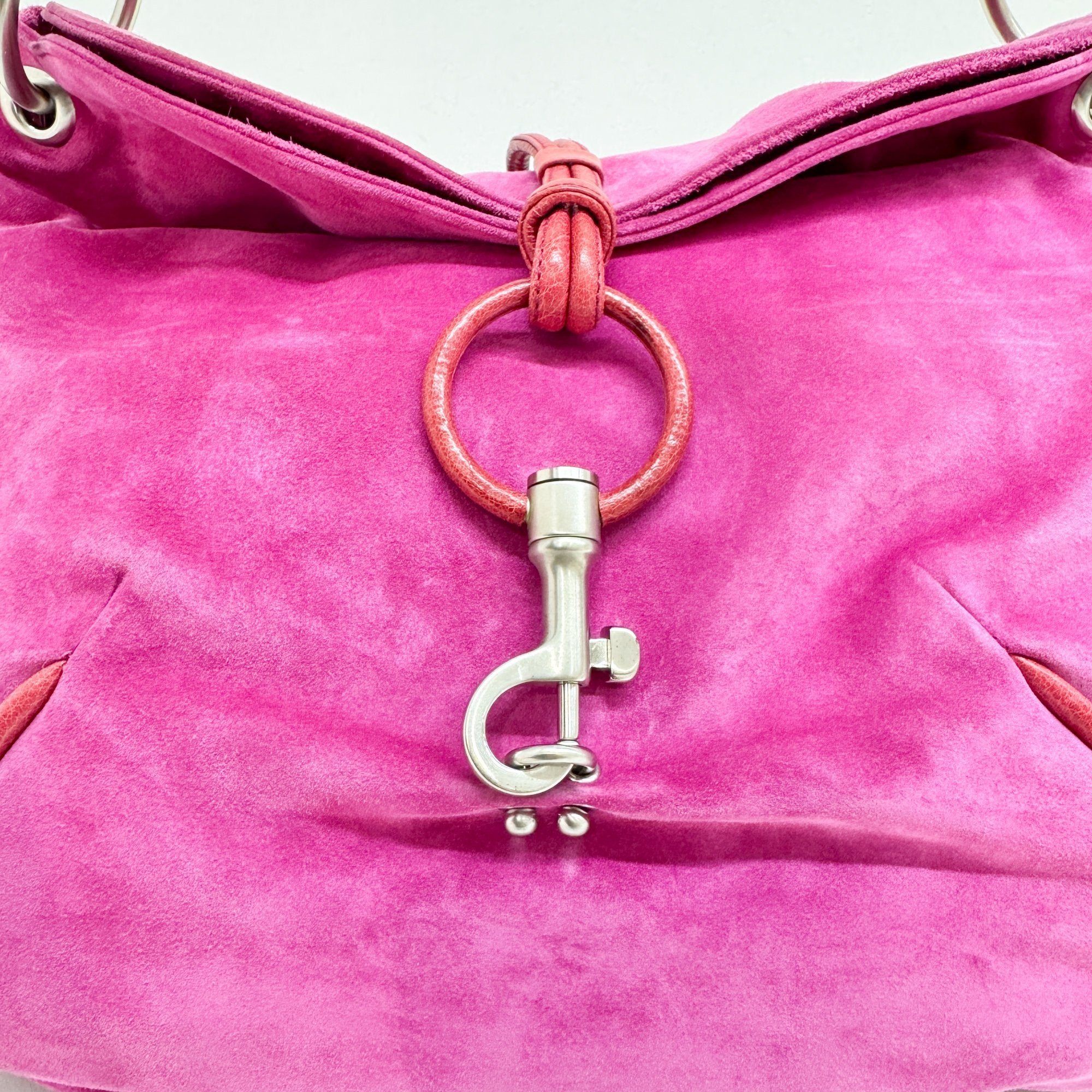 Pink Suede Shoulder Bag