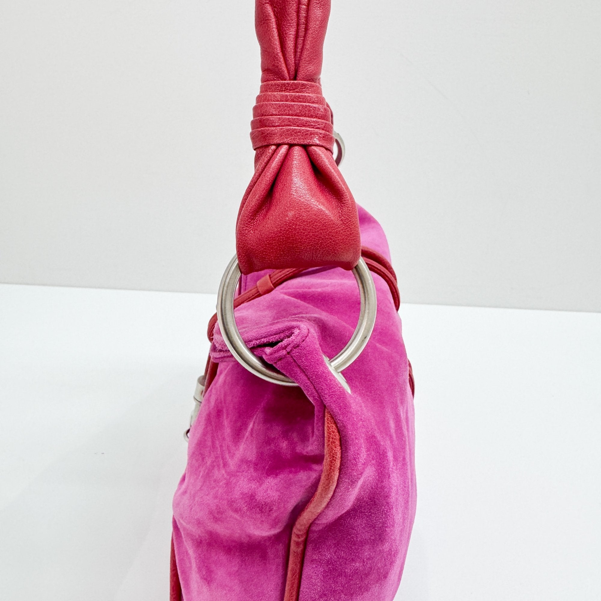 Pink Suede Shoulder Bag