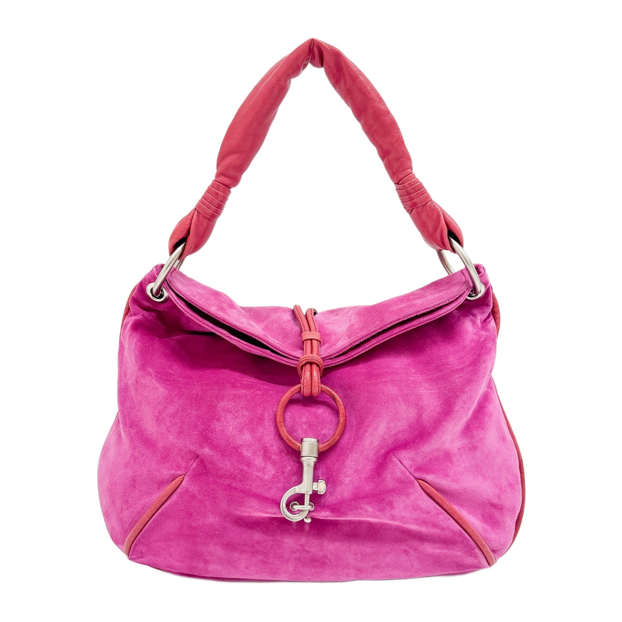 Pink Suede Shoulder Bag