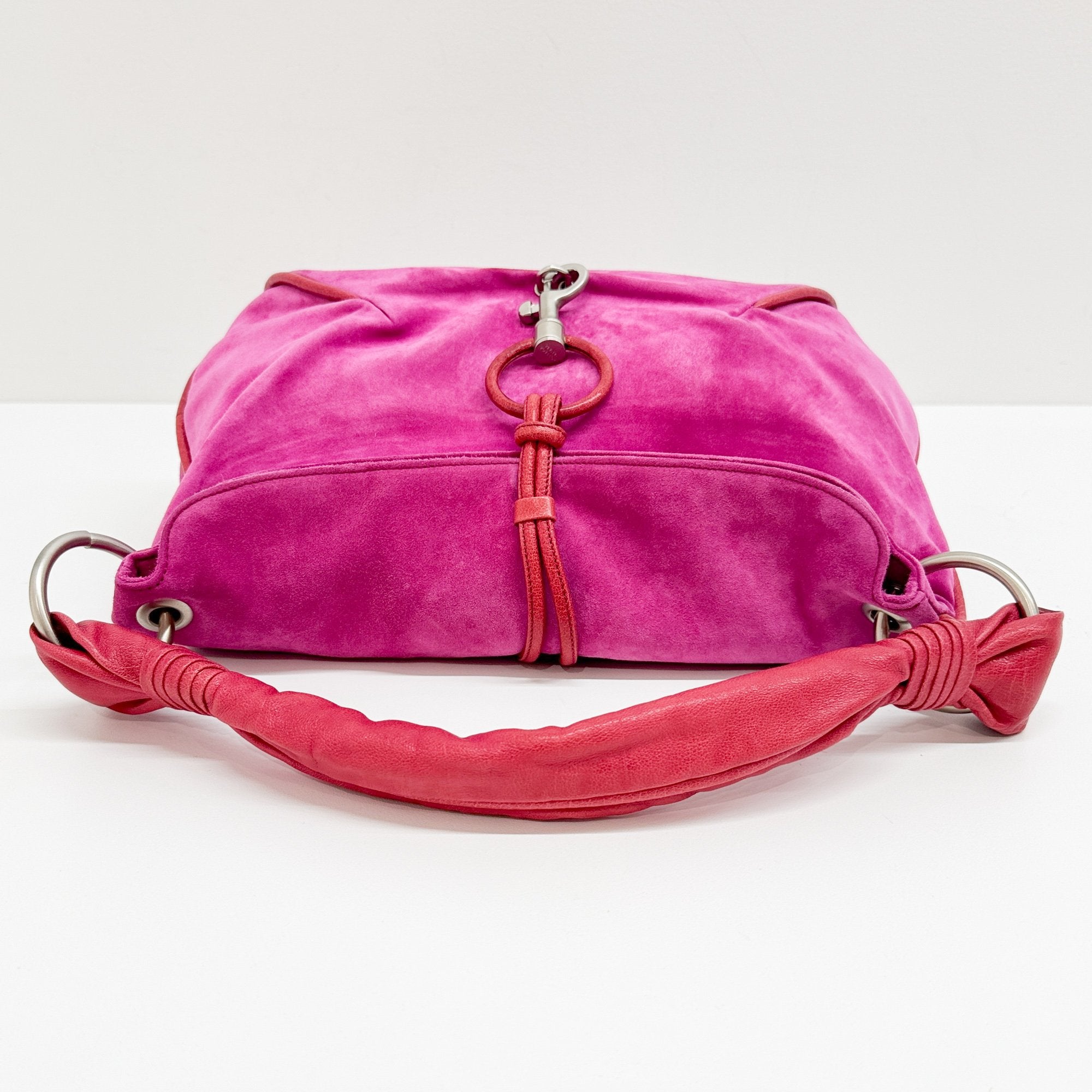 Pink Suede Shoulder Bag