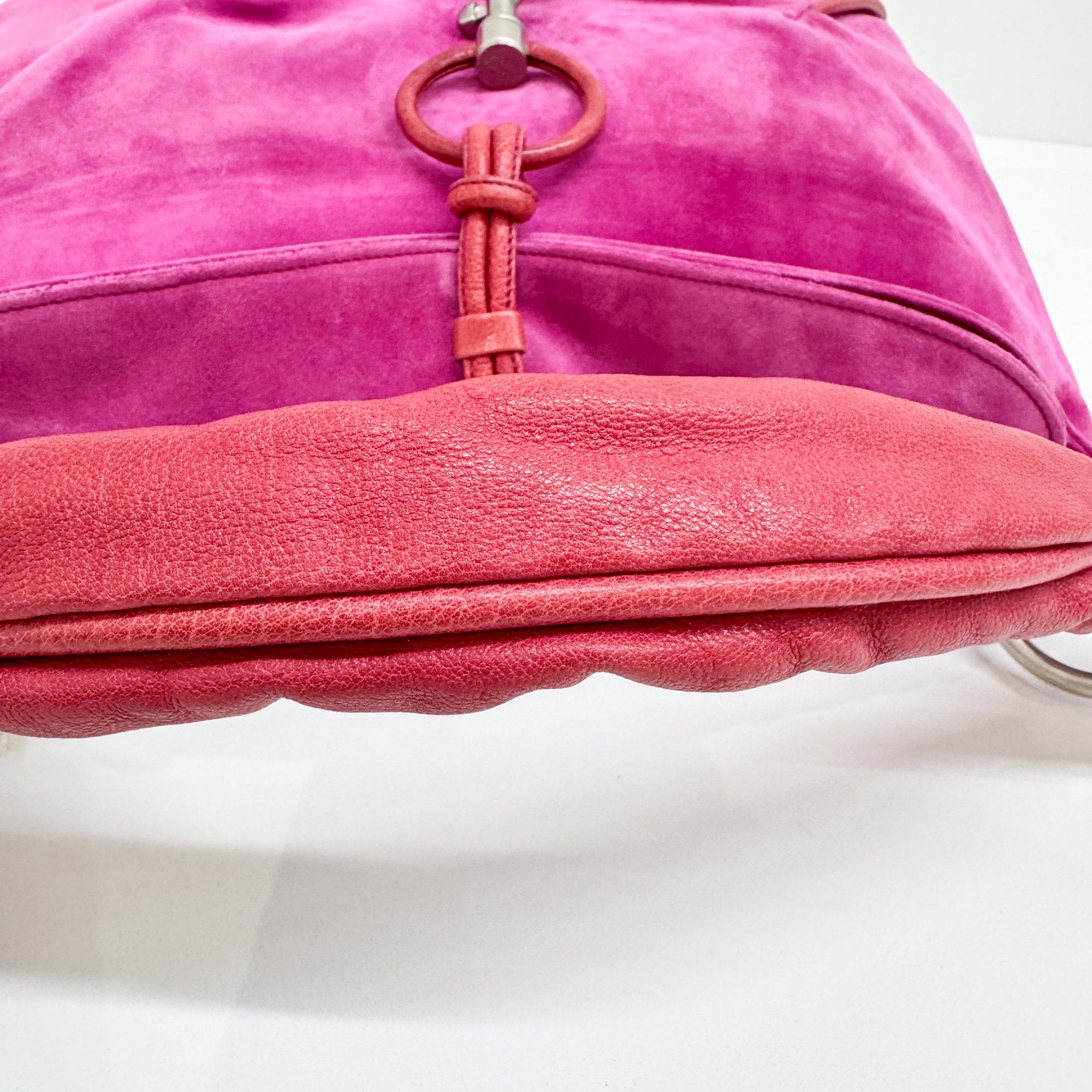 Pink Suede Shoulder Bag