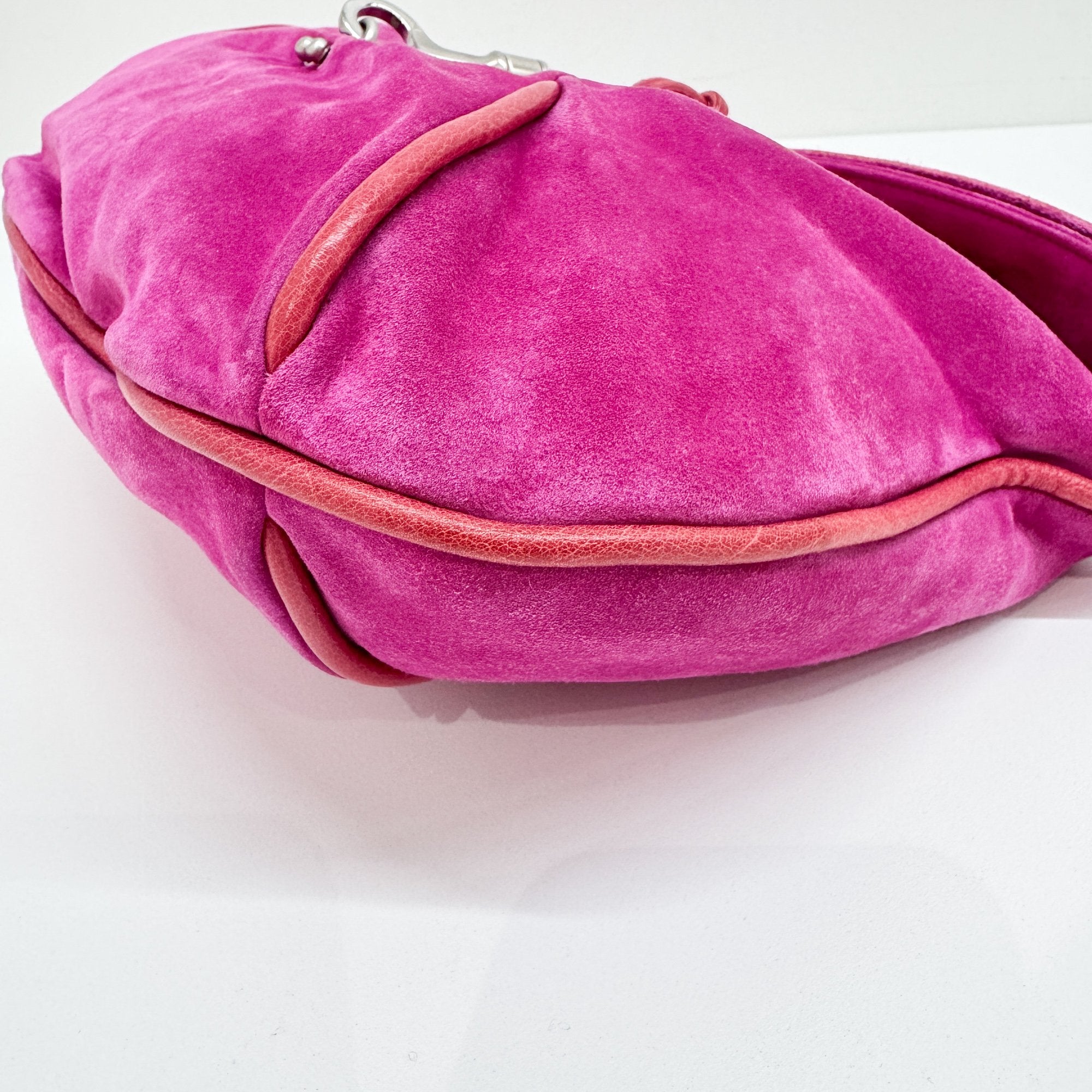 Pink Suede Shoulder Bag