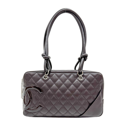 Cambon Brown Quilted Lambskin Shoulder Bag